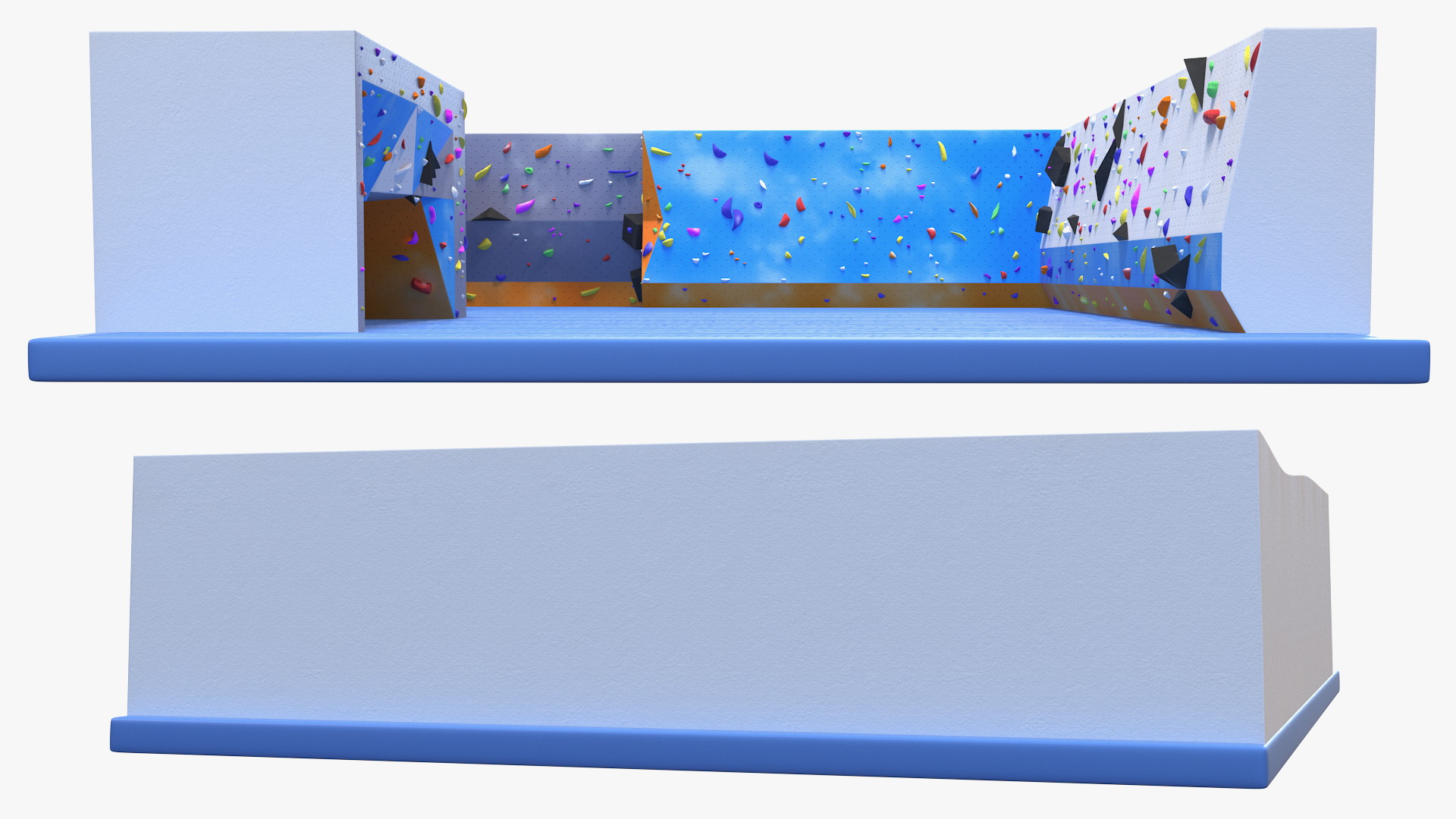 Big Bouldering Climbing Wall with Sports Mat 3D model