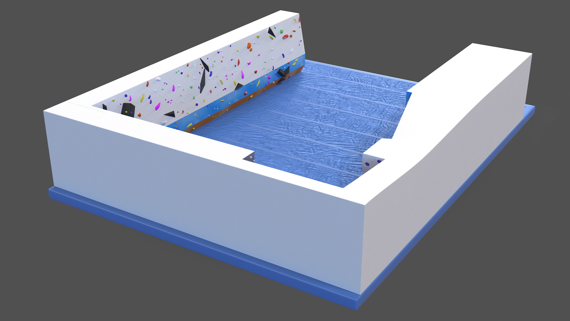 Big Bouldering Climbing Wall with Sports Mat 3D model