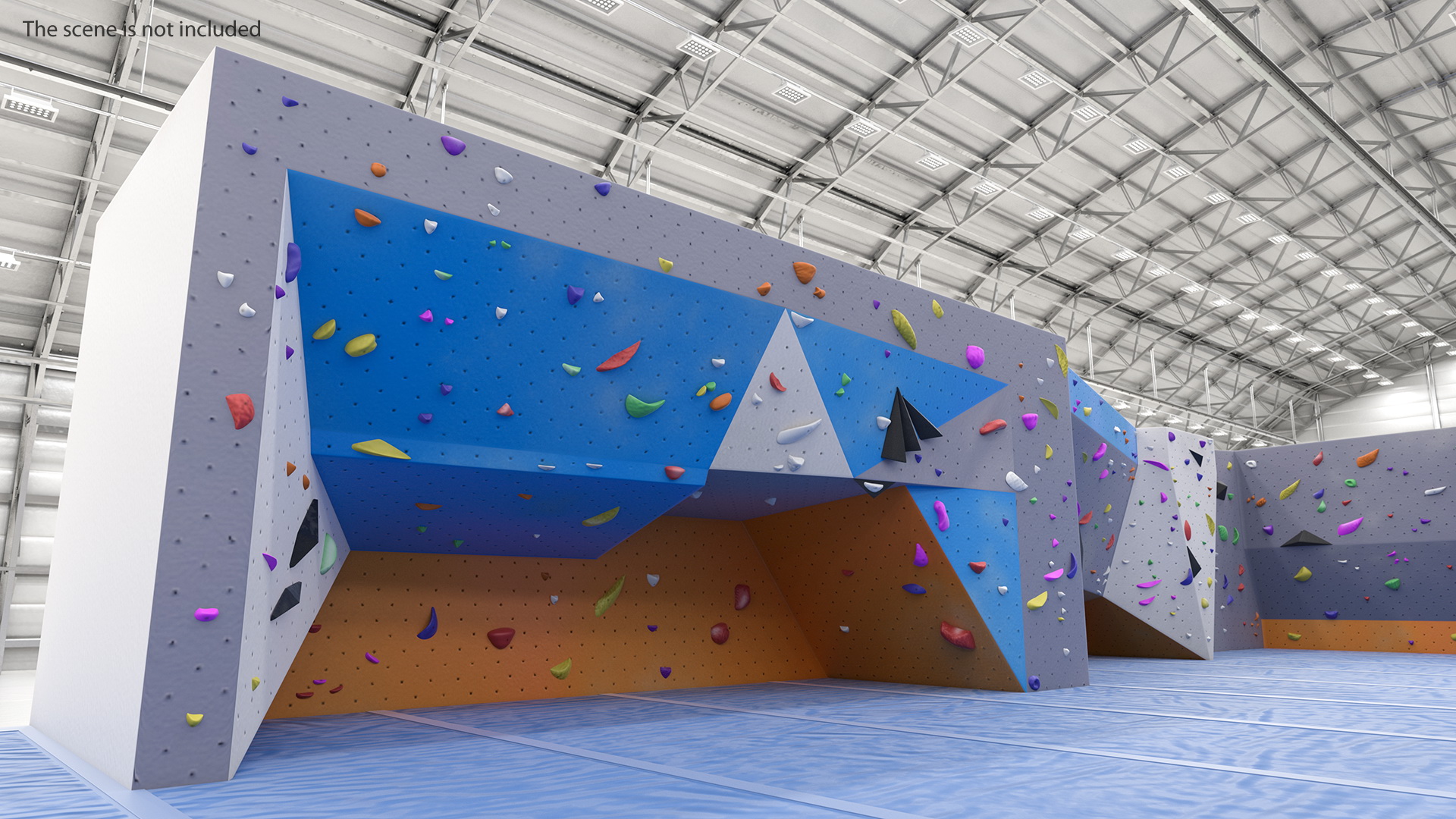 Big Bouldering Climbing Wall with Sports Mat 3D model