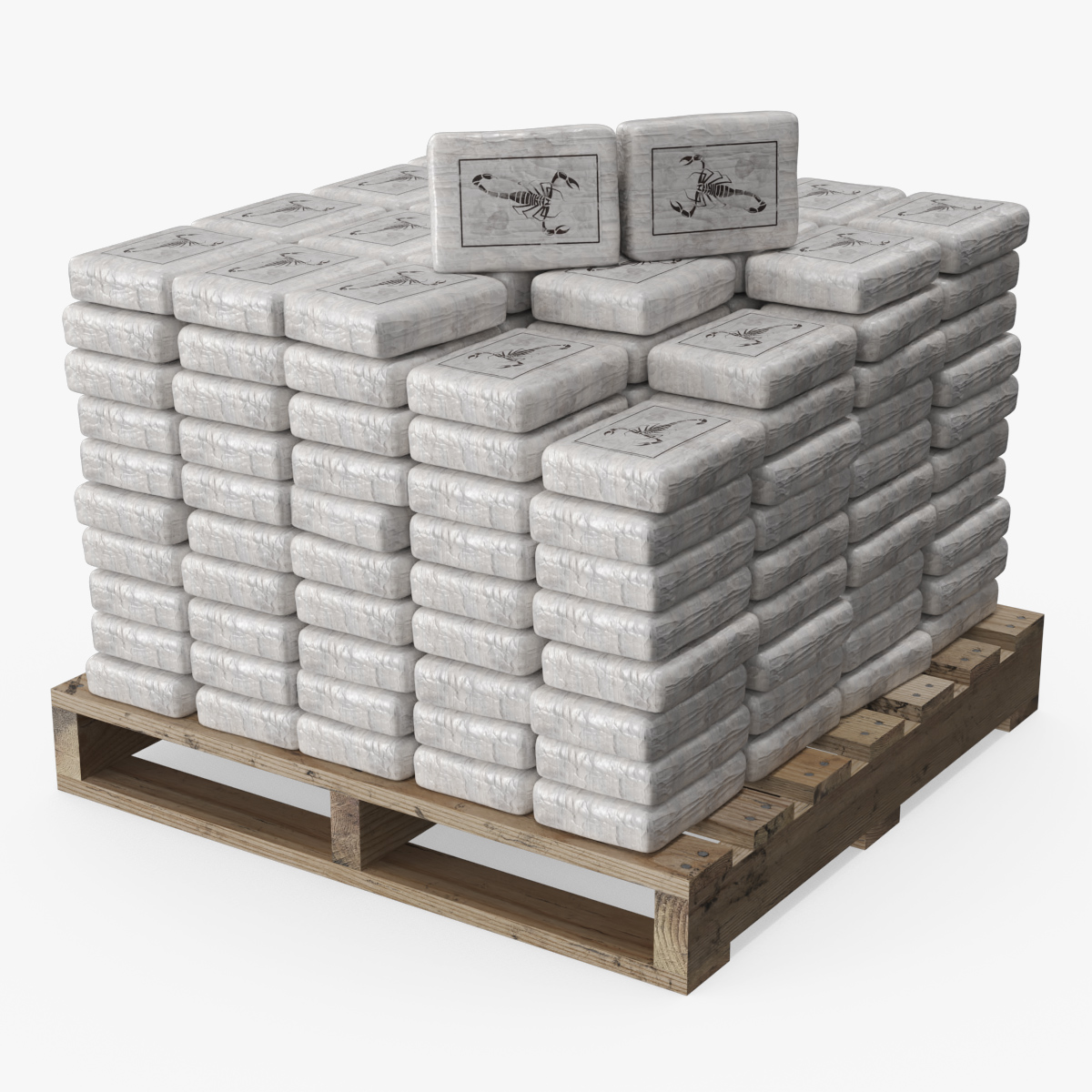 Shipping Pallet with Cocaine Package 3D model preview