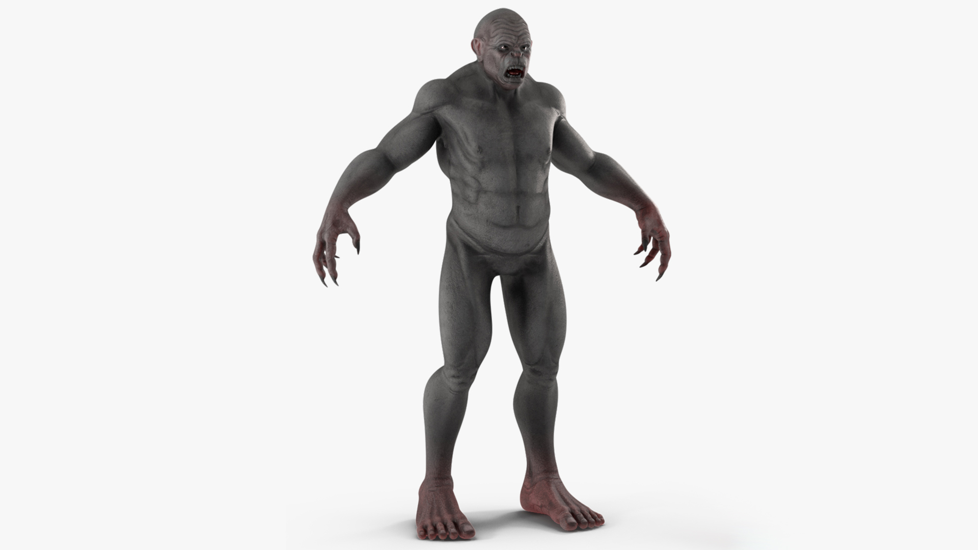 3D Grey Monster Rigged for Cinema 4D model