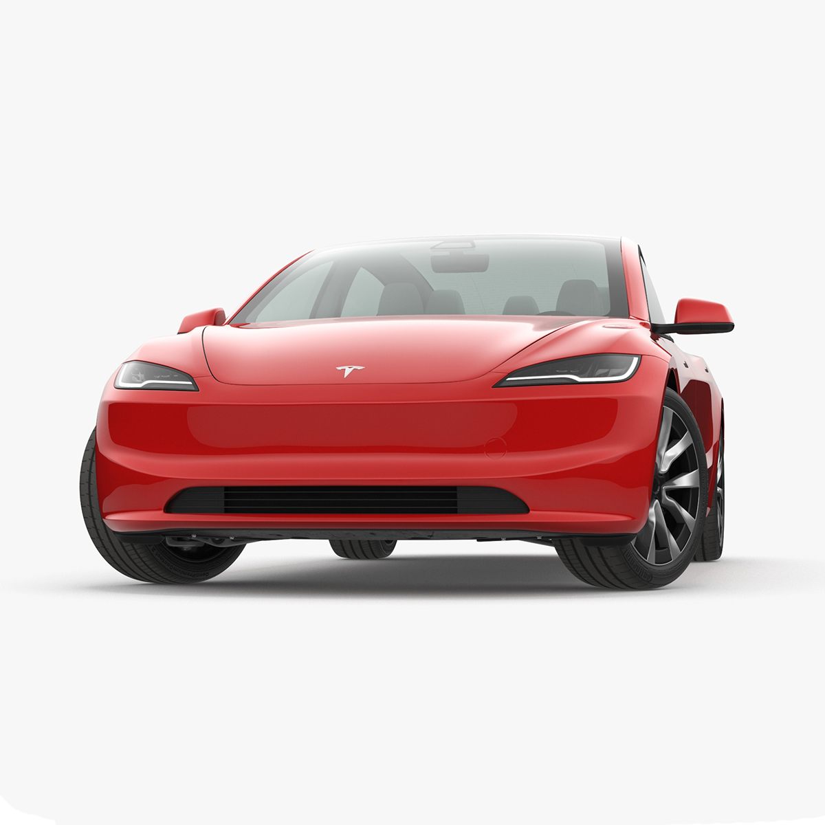 3D Tesla Model 3 2024 Red Lights On Rigged for Cinema 4D model