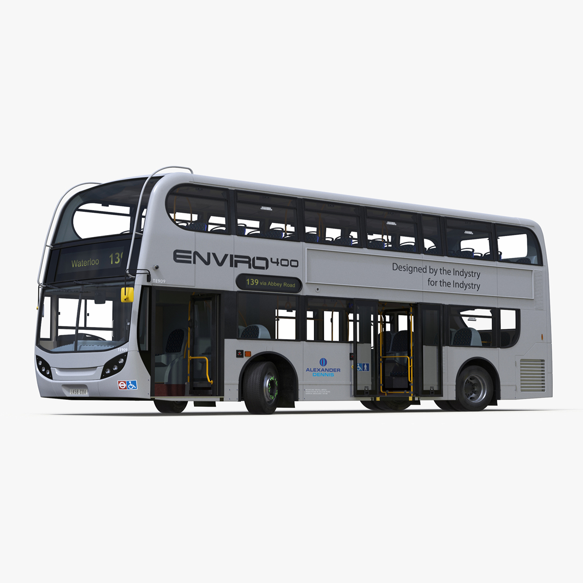 3D model Alexander Dennis Enviro400 Double Decker Bus Rigged for Cinema 4D