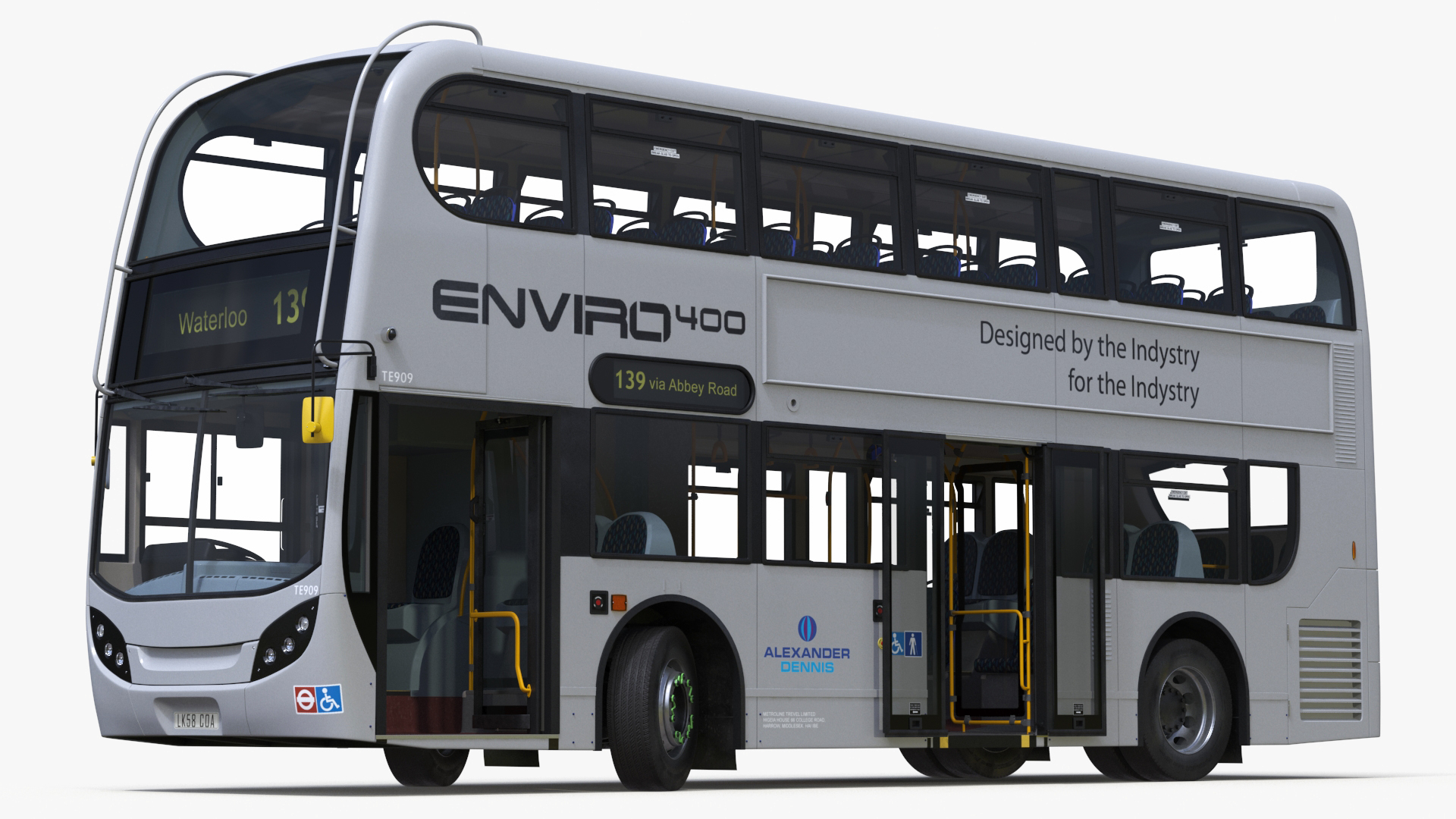 3D model Alexander Dennis Enviro400 Double Decker Bus Rigged for Cinema 4D