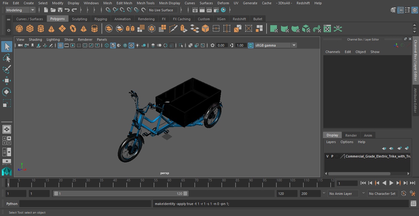 3D Commercial Grade Electric Trike with Truck Bed