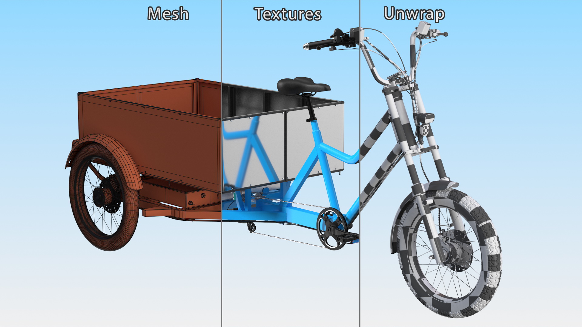 3D Commercial Grade Electric Trike with Truck Bed