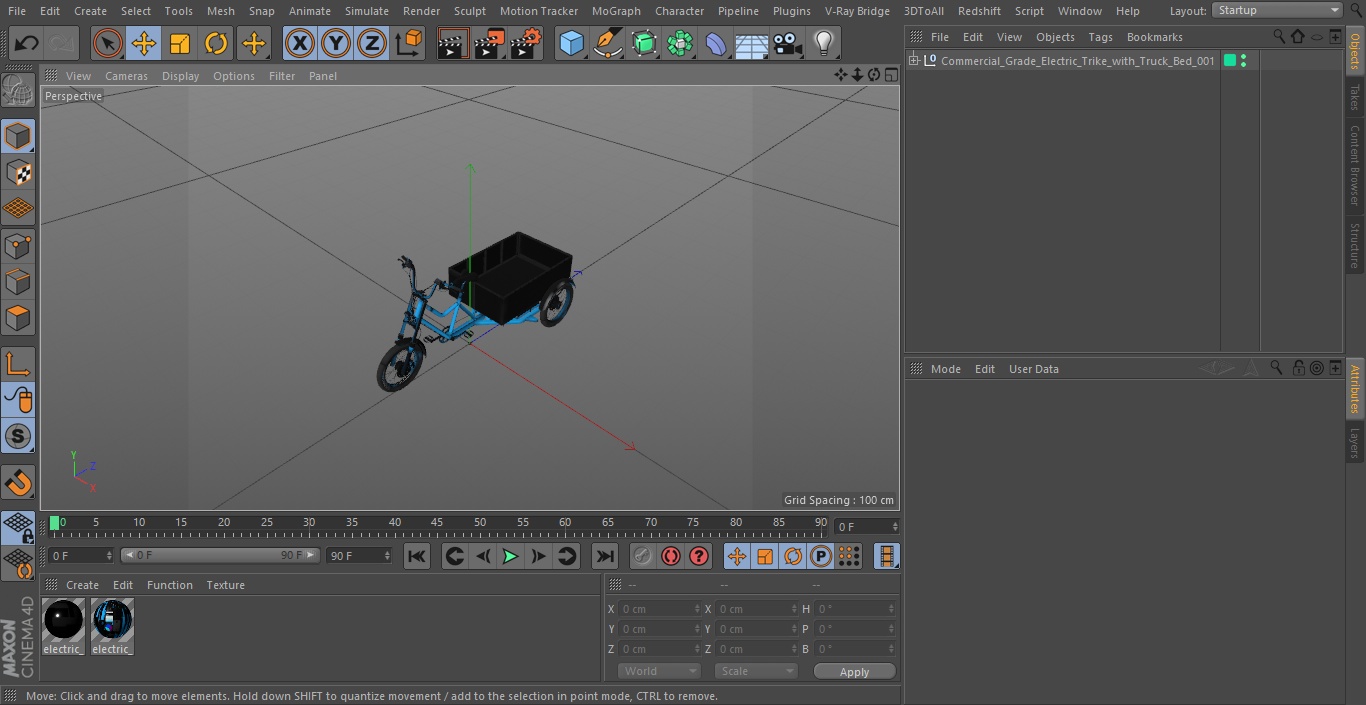 3D Commercial Grade Electric Trike with Truck Bed