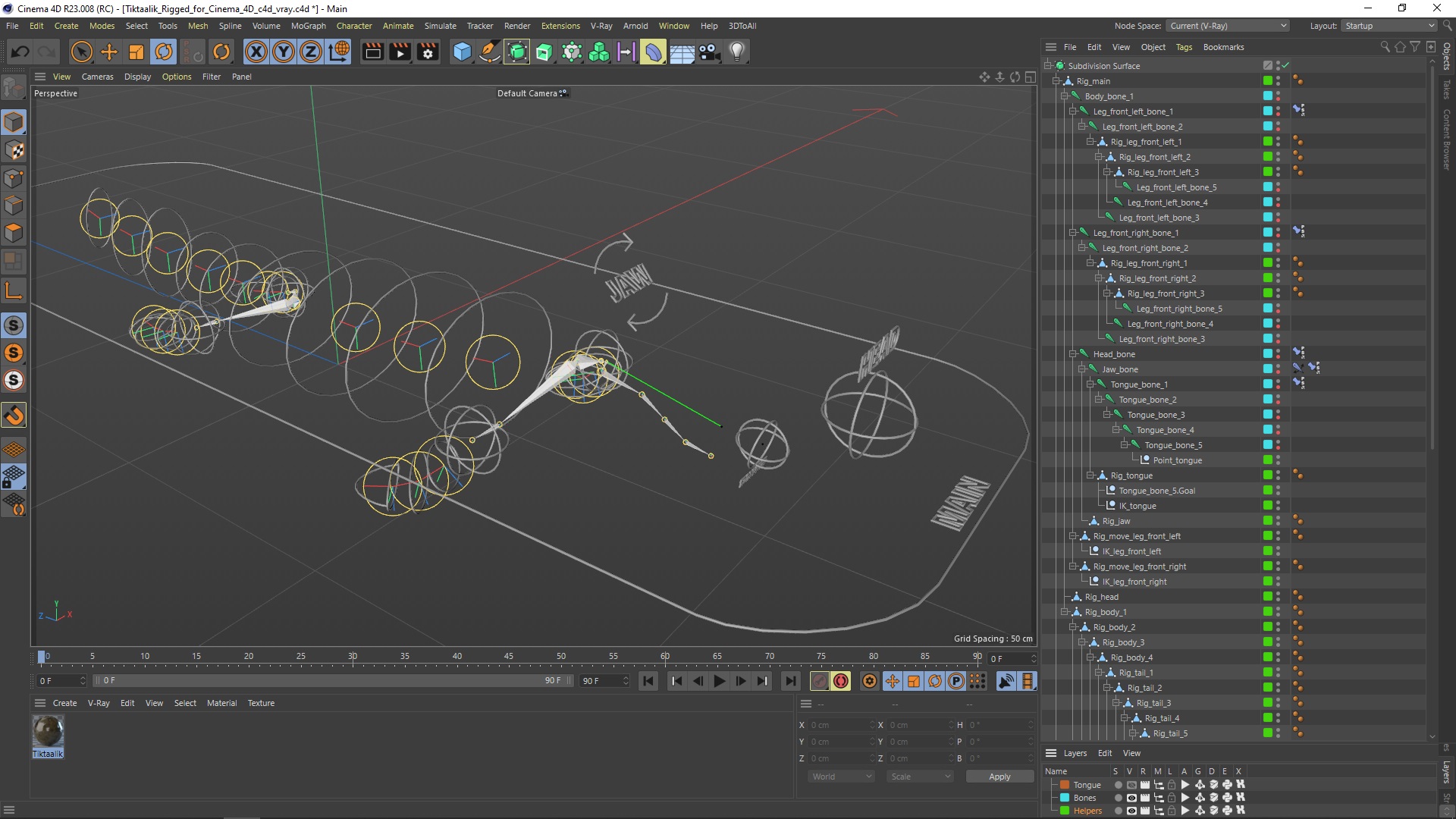 3D model Tiktaalik Rigged for Cinema 4D