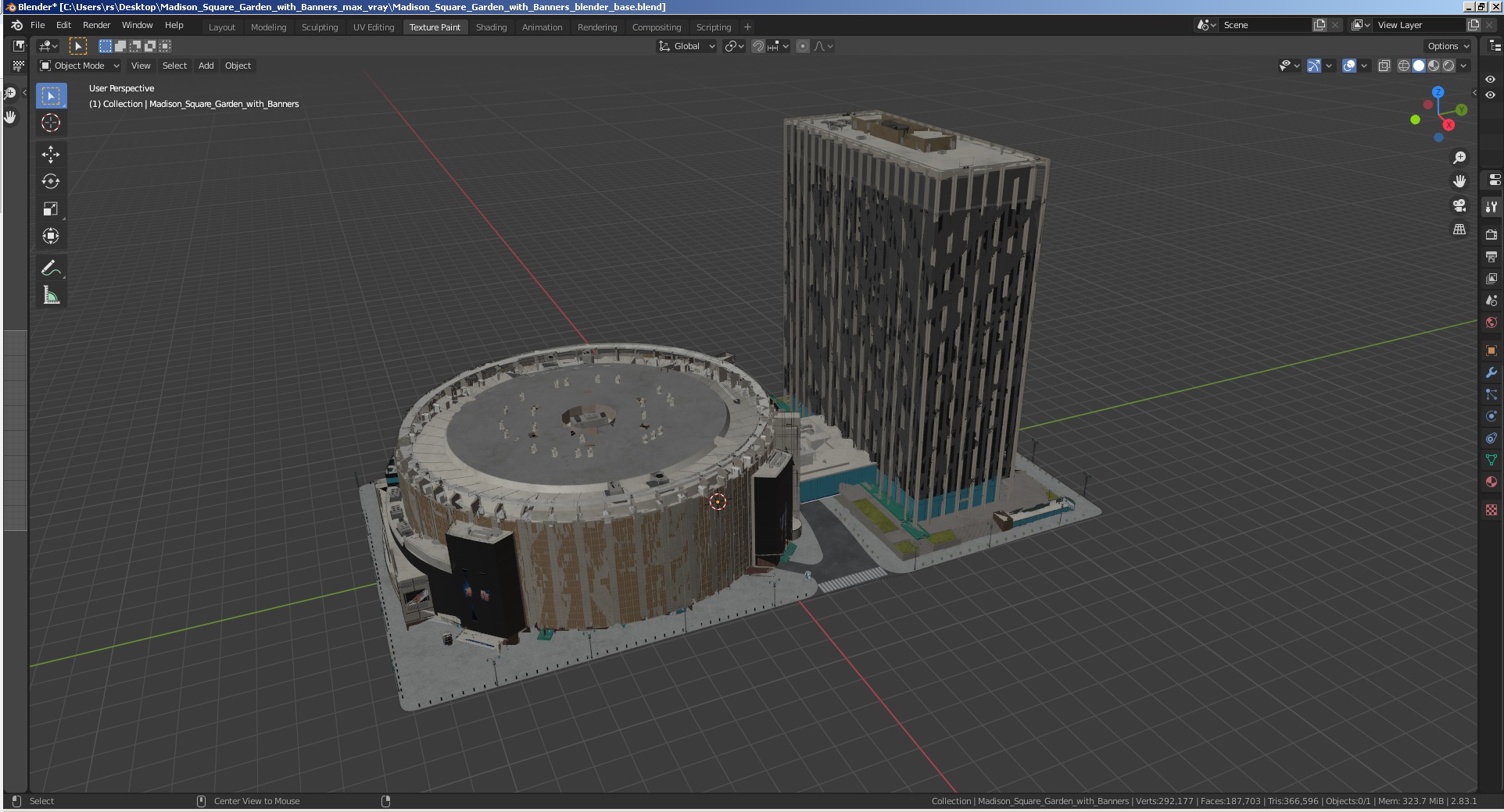 Madison Square Garden with Banners 3D model