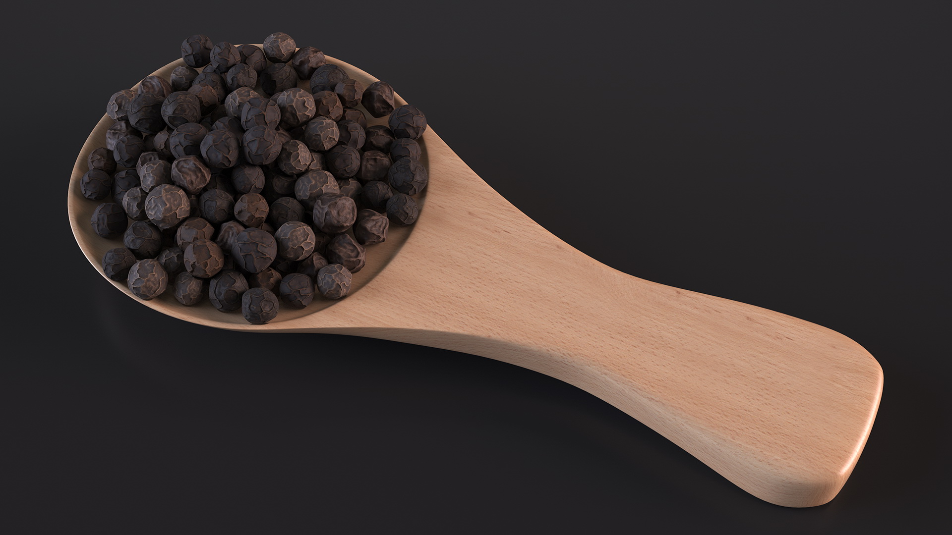 3D Spoon of Dried Peppercorn Black