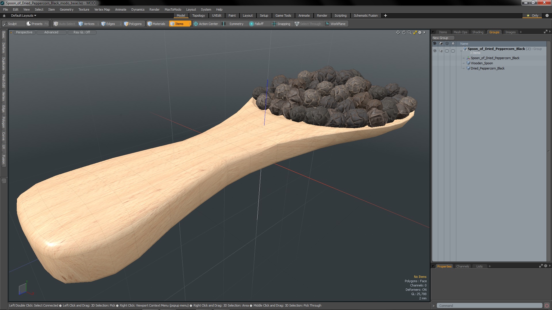 3D Spoon of Dried Peppercorn Black