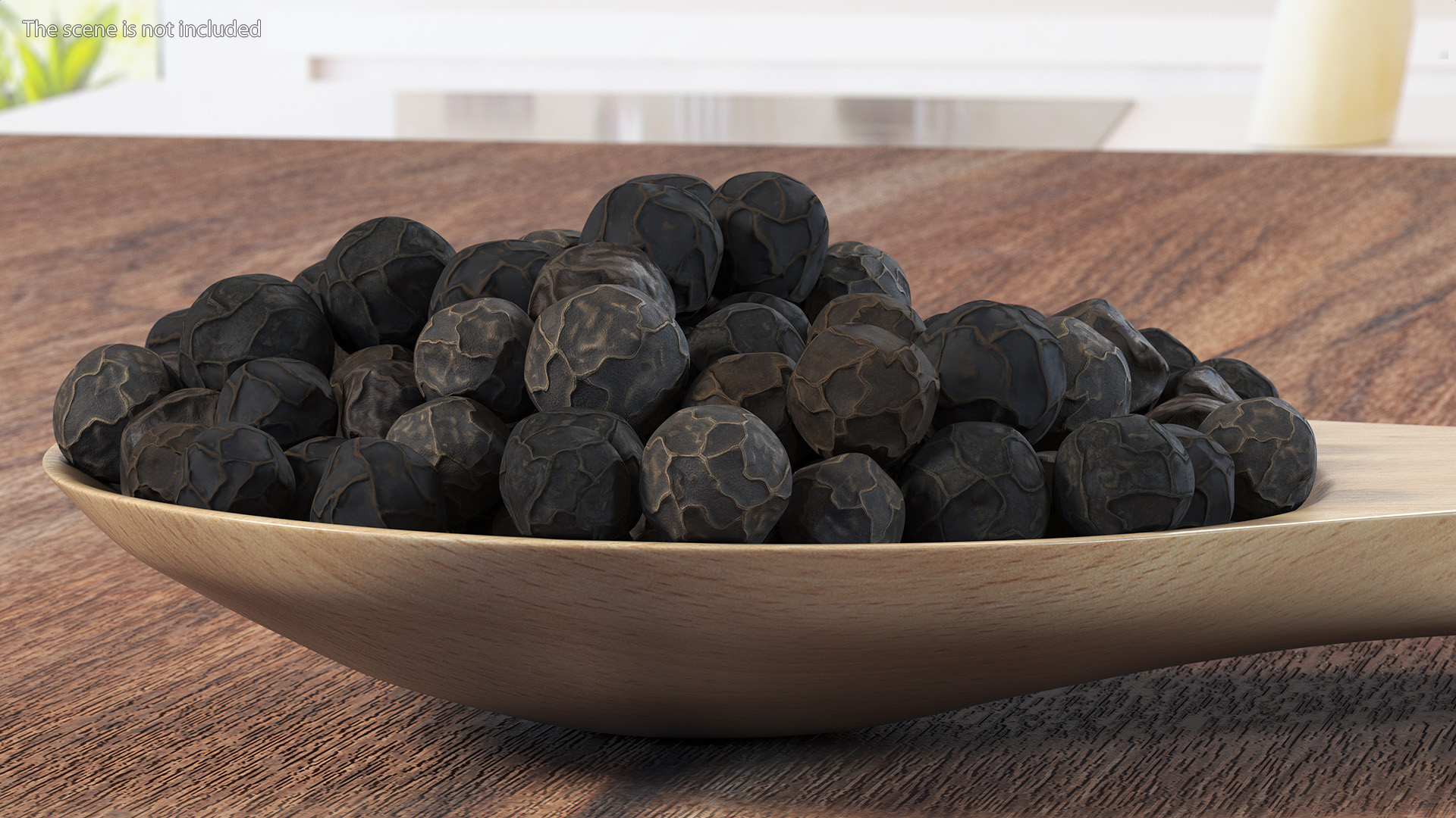 3D Spoon of Dried Peppercorn Black