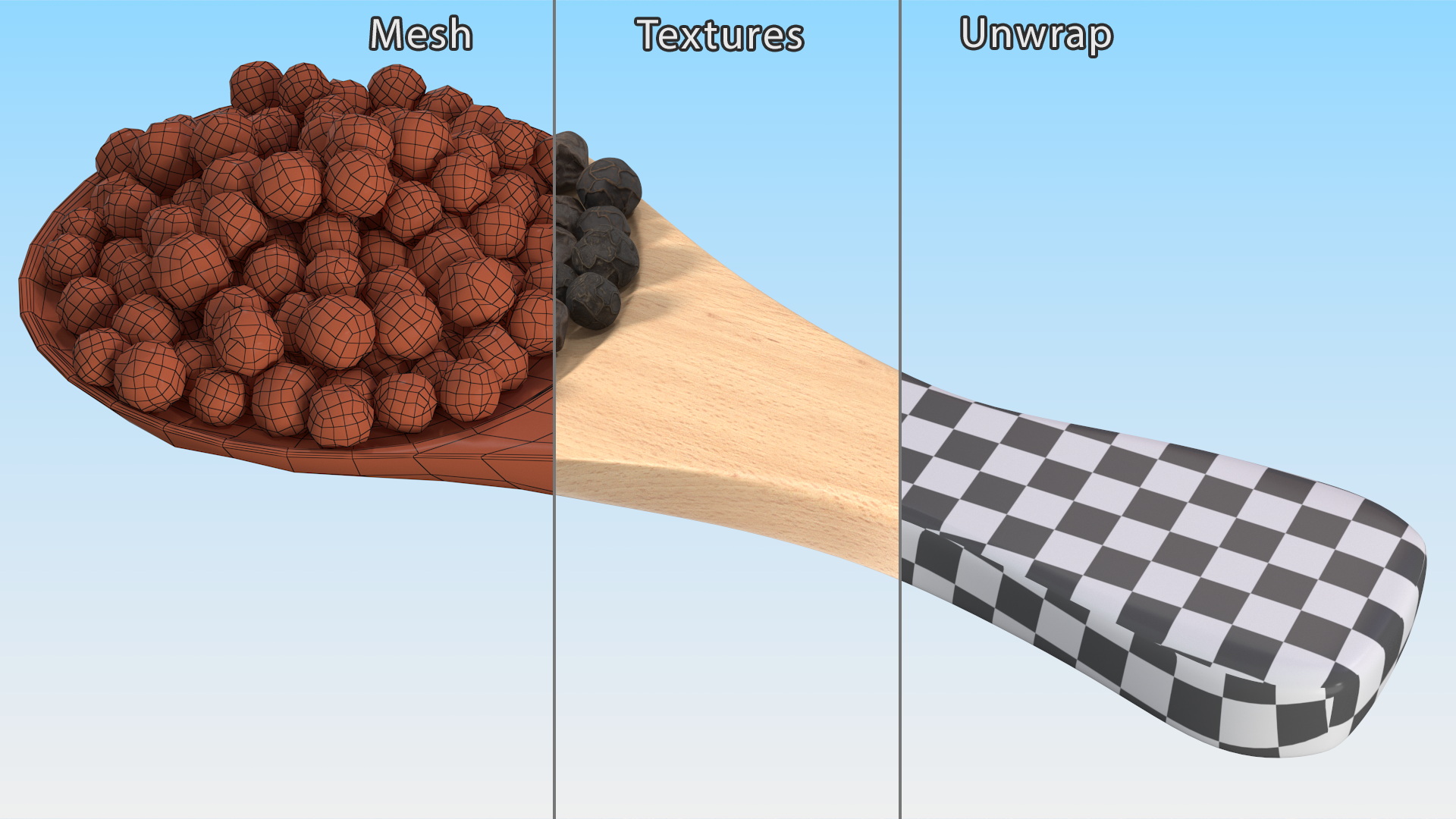 3D Spoon of Dried Peppercorn Black