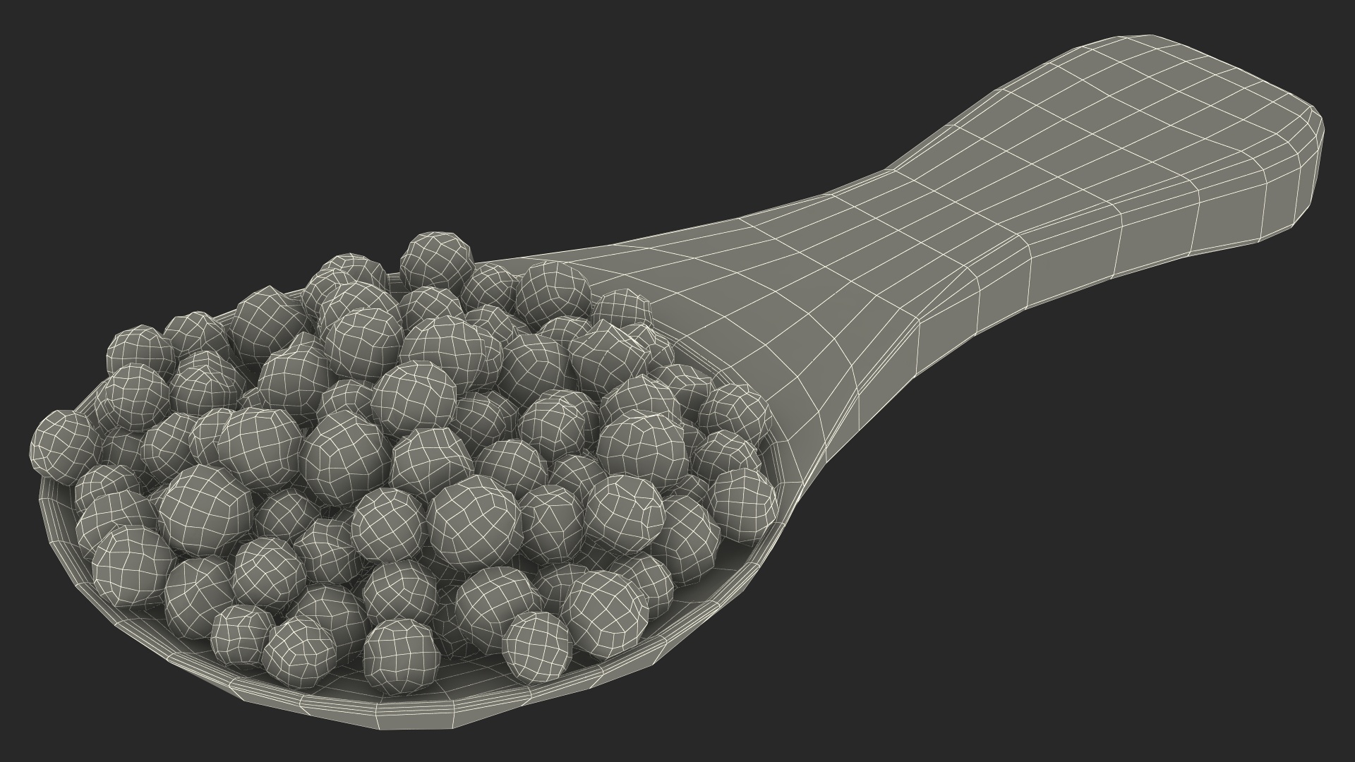 3D Spoon of Dried Peppercorn Black