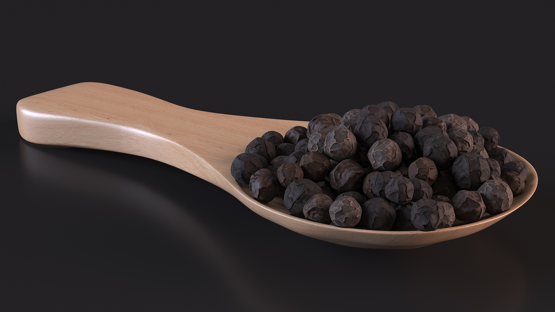 3D Spoon of Dried Peppercorn Black