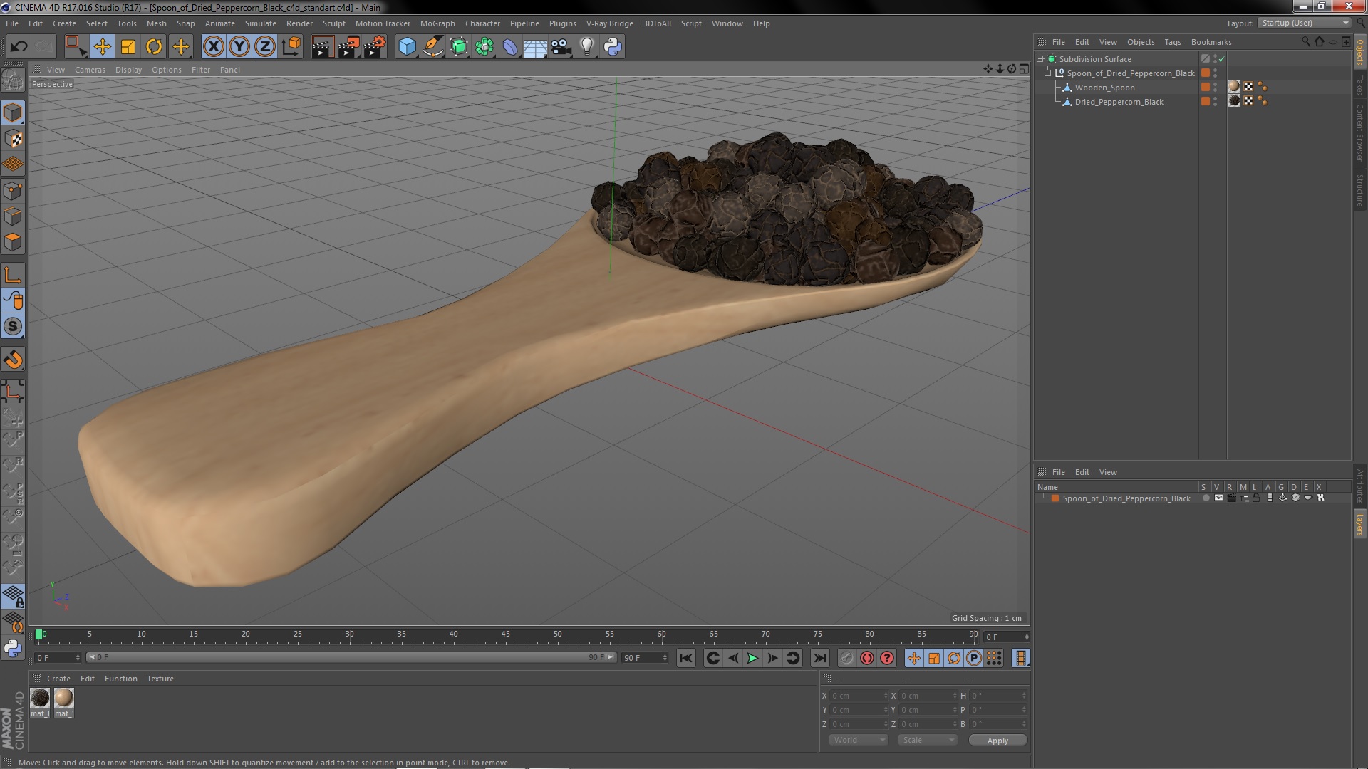3D Spoon of Dried Peppercorn Black