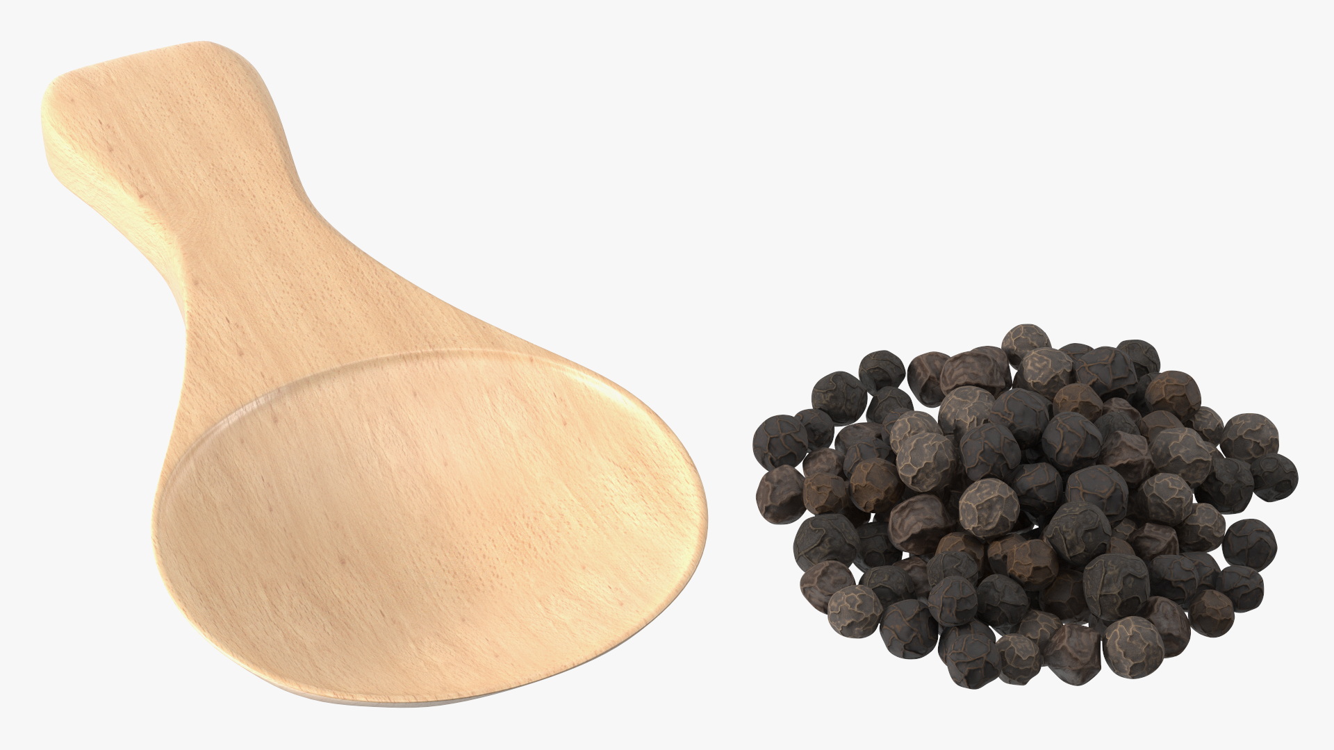 3D Spoon of Dried Peppercorn Black