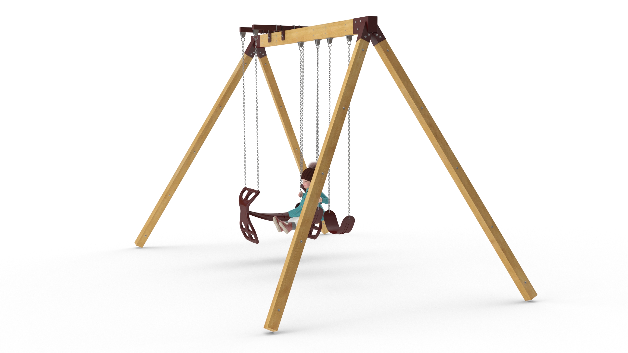 3D Toddler Girl on Park Swing
