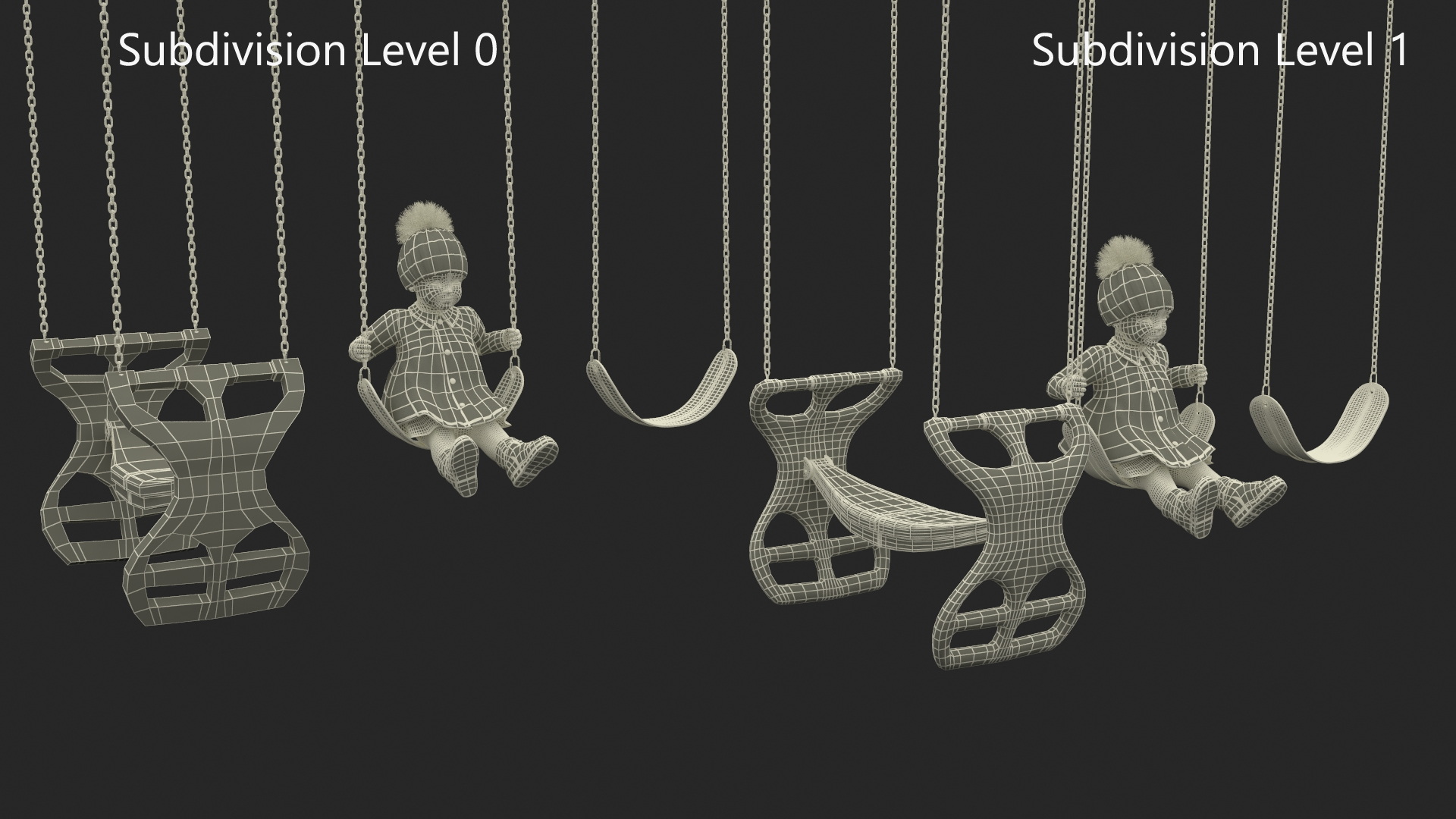3D Toddler Girl on Park Swing