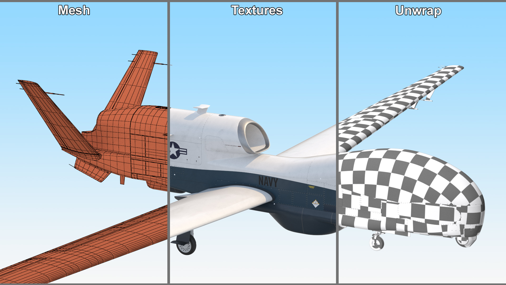 3D Northrop Grumman MQ-4C Triton Rigged