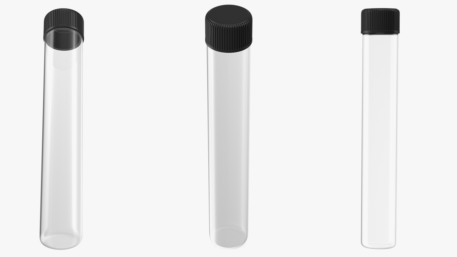 3D model Glass Culture Tube with Screw Cap and Round Bottom
