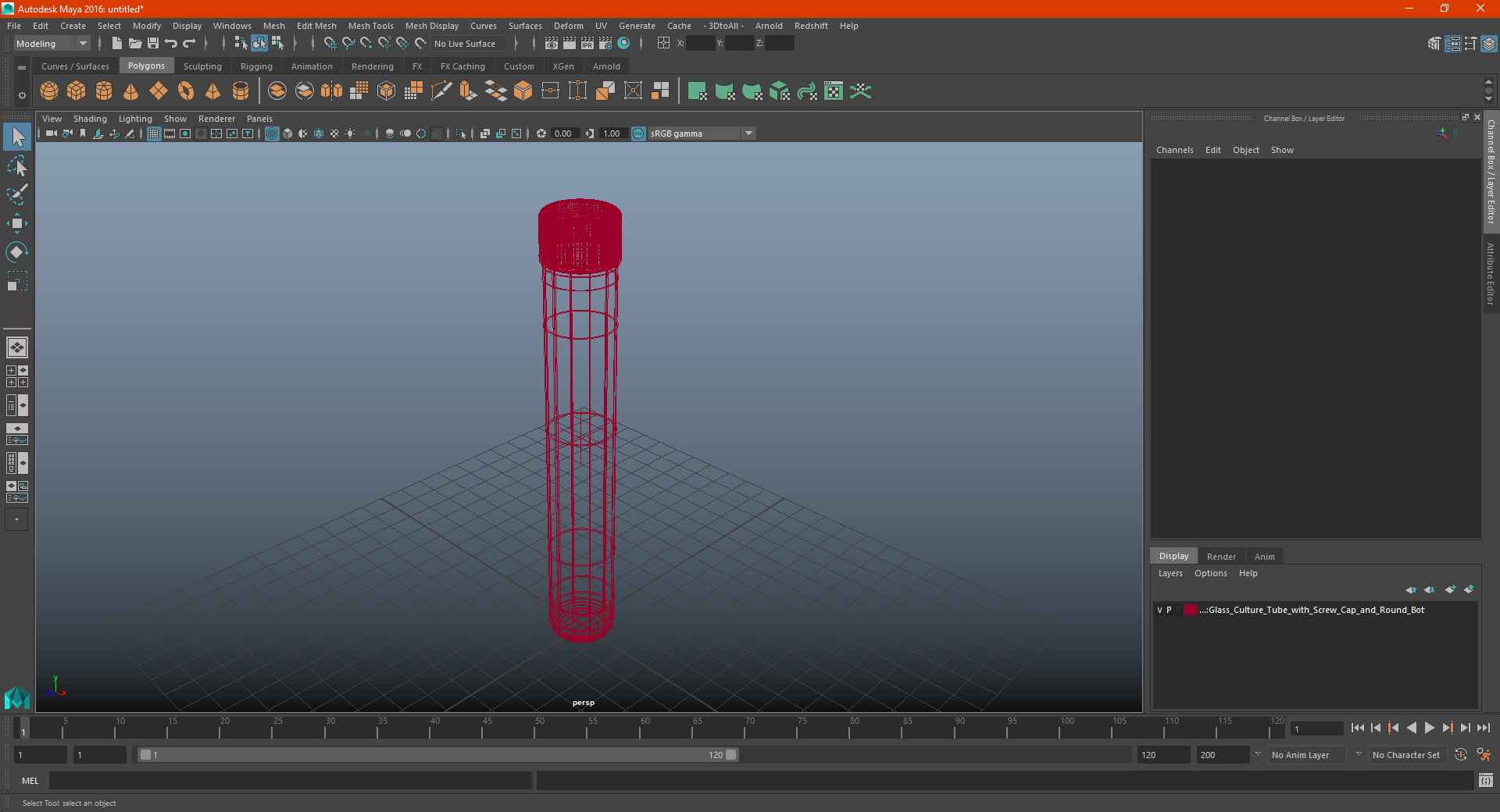 3D model Glass Culture Tube with Screw Cap and Round Bottom