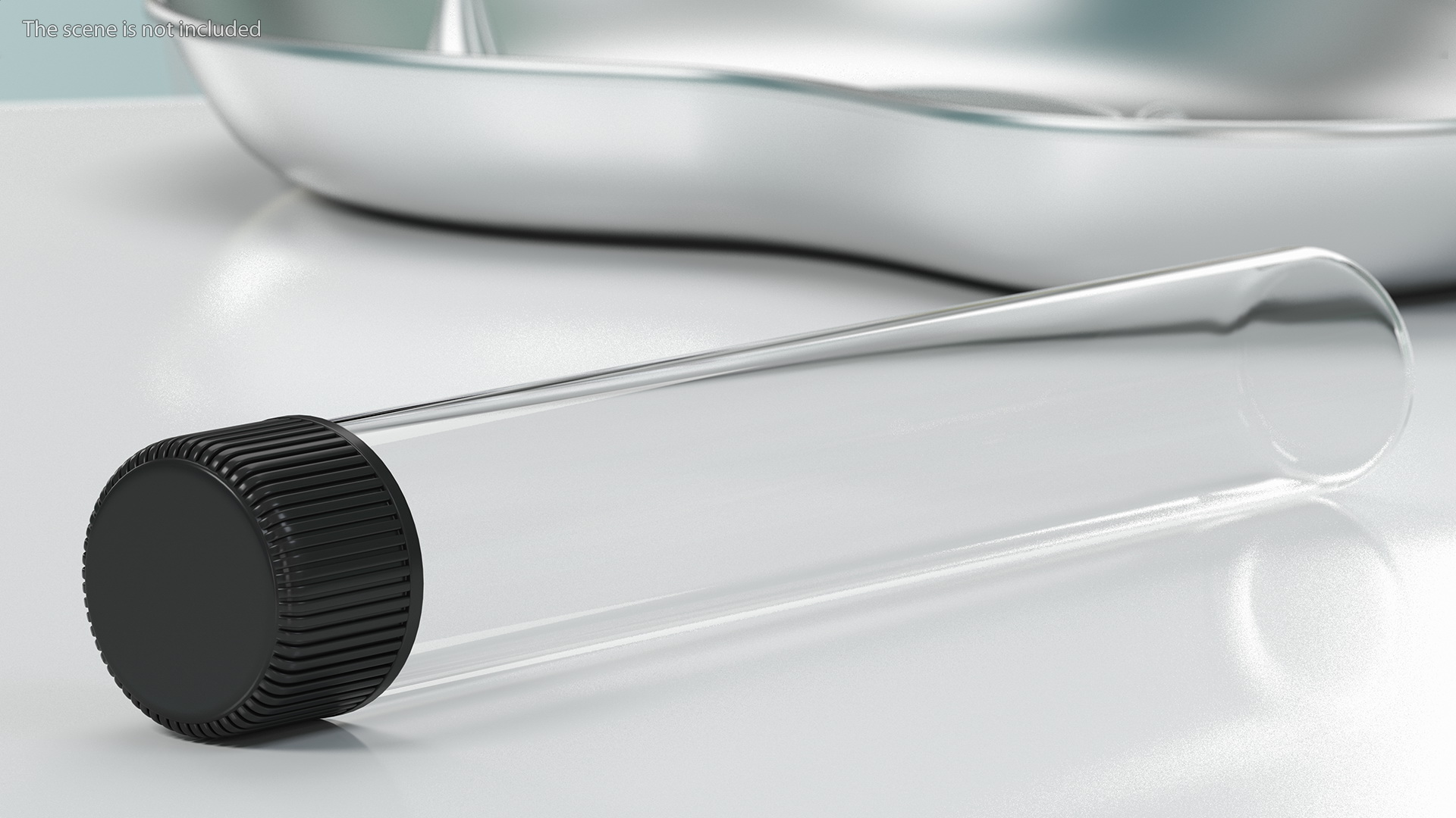 3D model Glass Culture Tube with Screw Cap and Round Bottom
