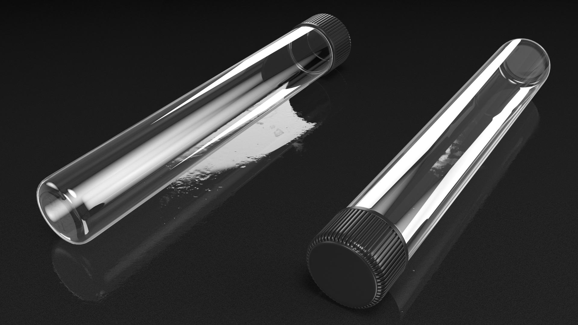 3D model Glass Culture Tube with Screw Cap and Round Bottom
