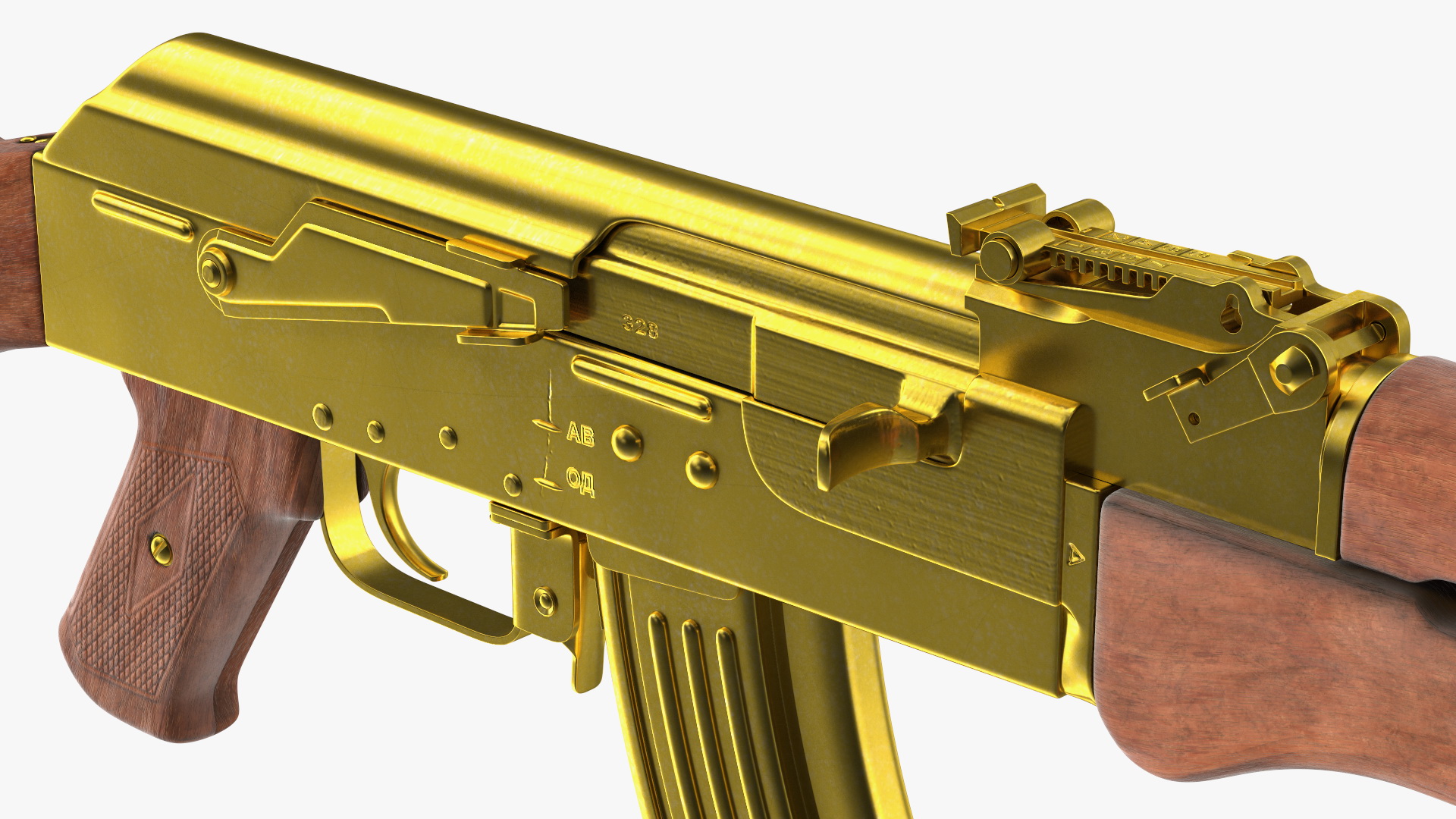 Assault Rifle AK 47 Gold 3D model