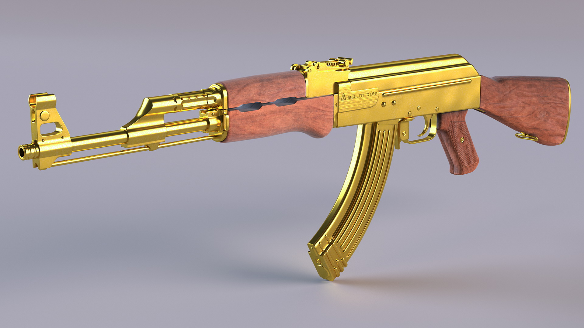 Assault Rifle AK 47 Gold 3D model