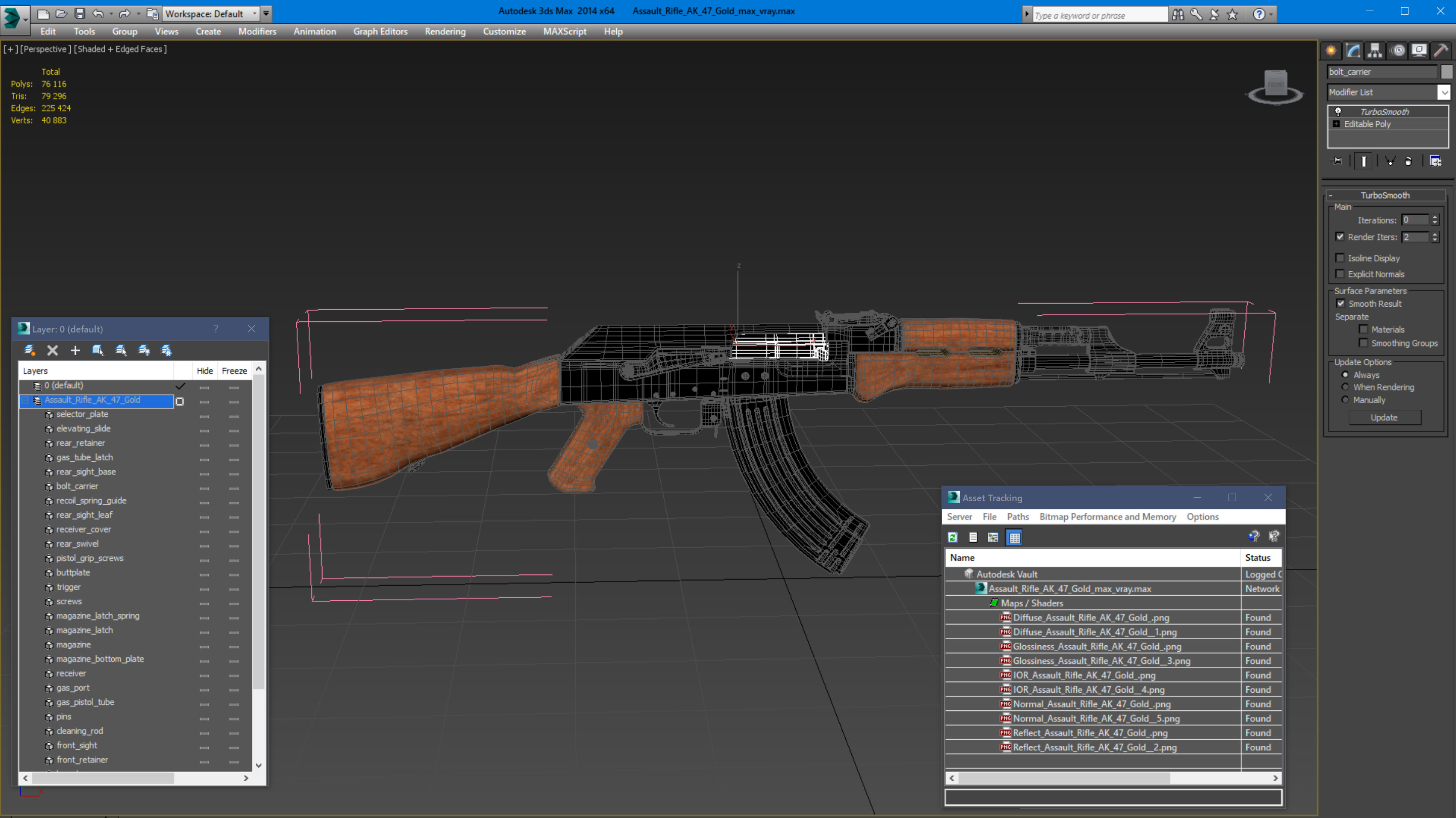 Assault Rifle AK 47 Gold 3D model