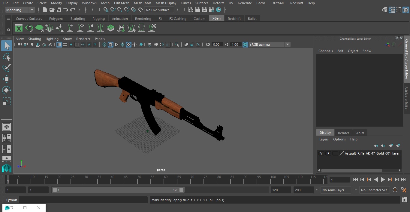 Assault Rifle AK 47 Gold 3D model