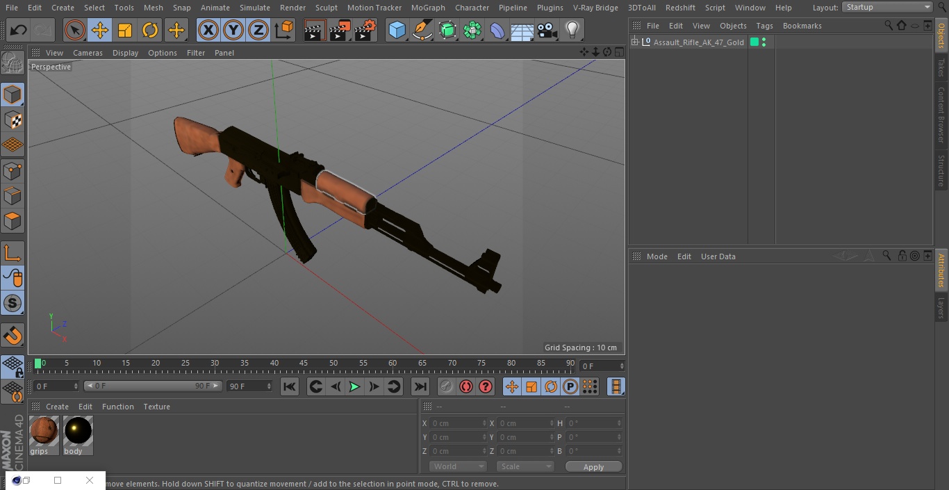 Assault Rifle AK 47 Gold 3D model