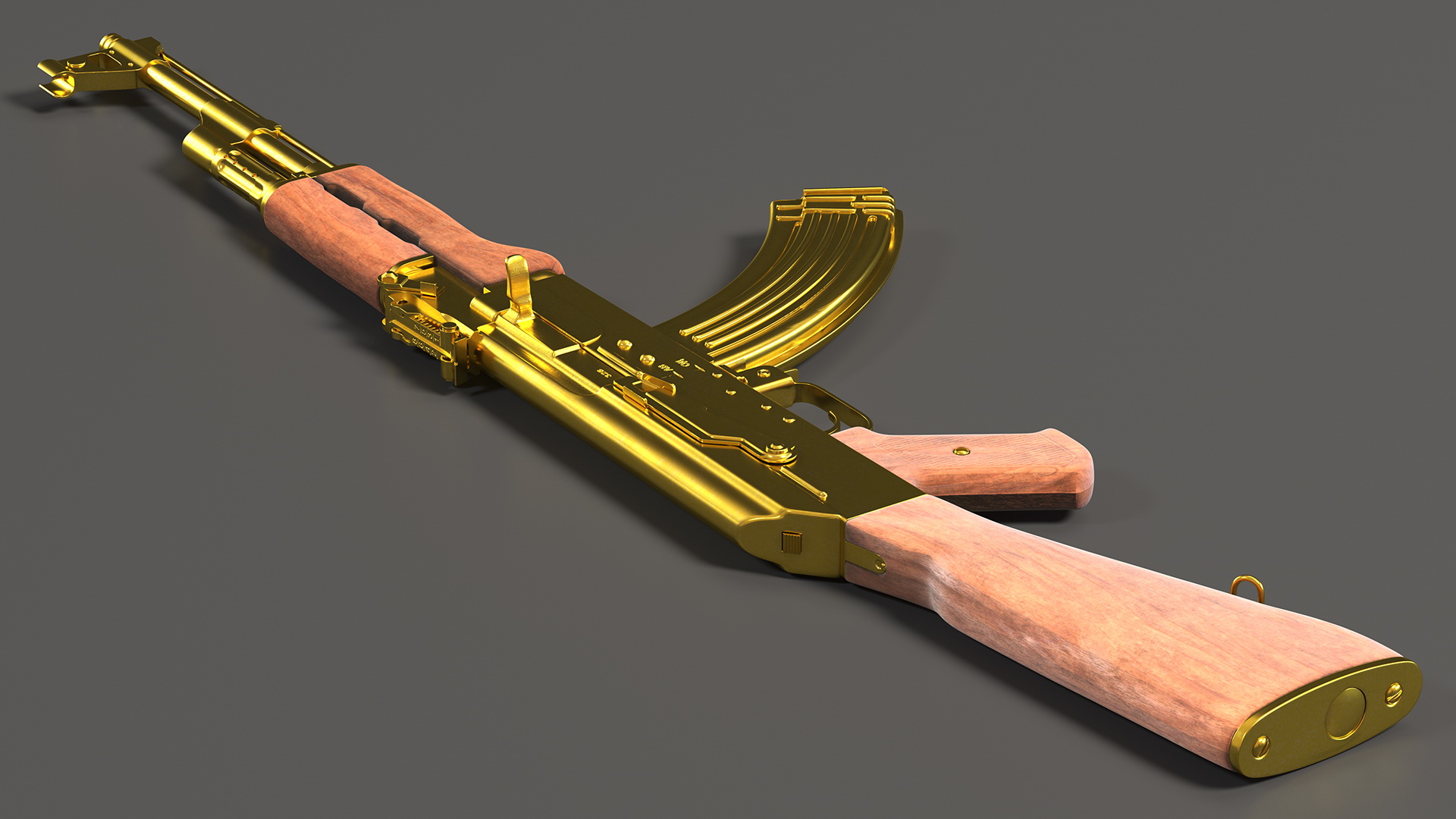 Assault Rifle AK 47 Gold 3D model