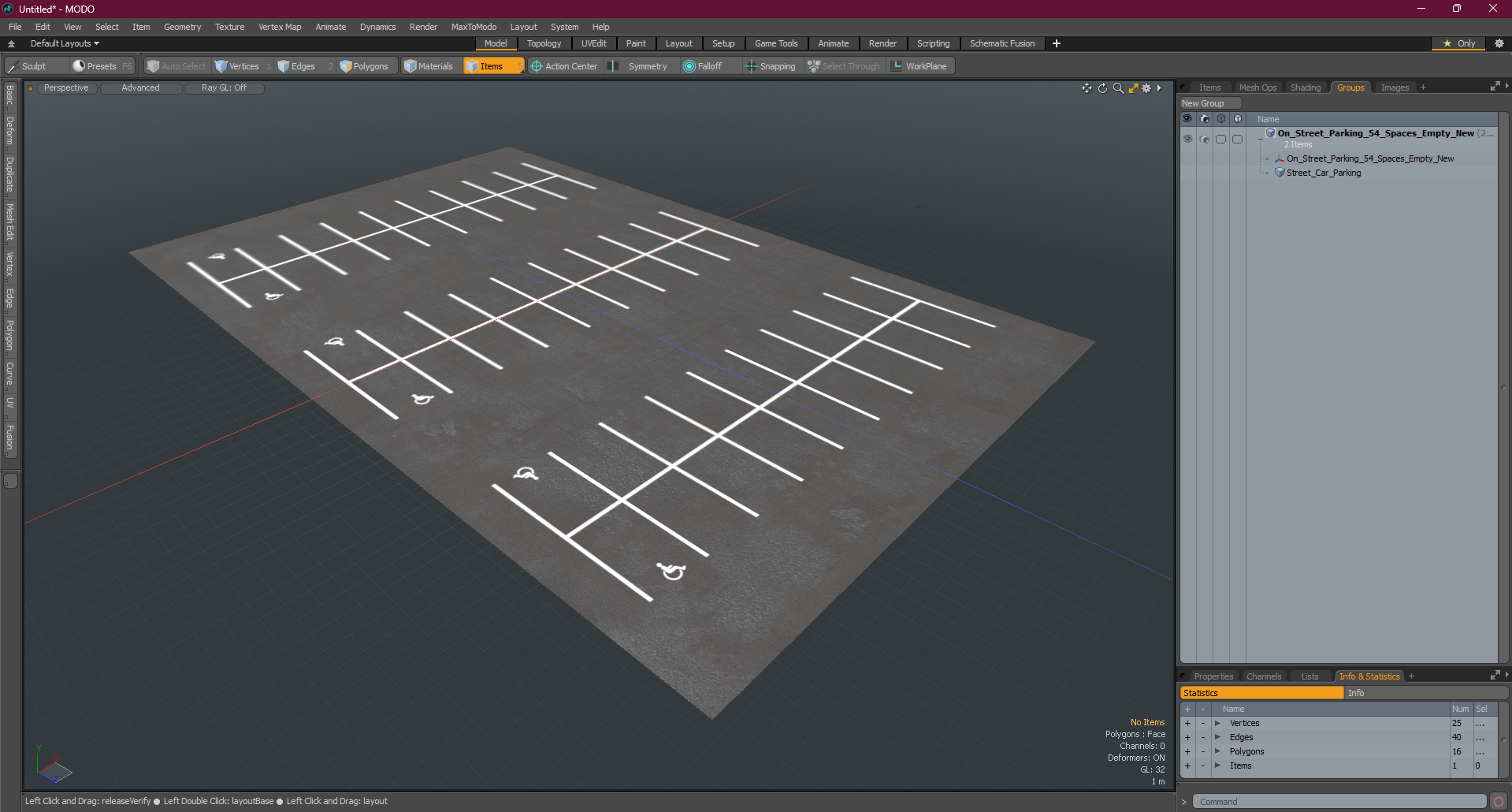 On Street Parking 54 Spaces Empty New 3D