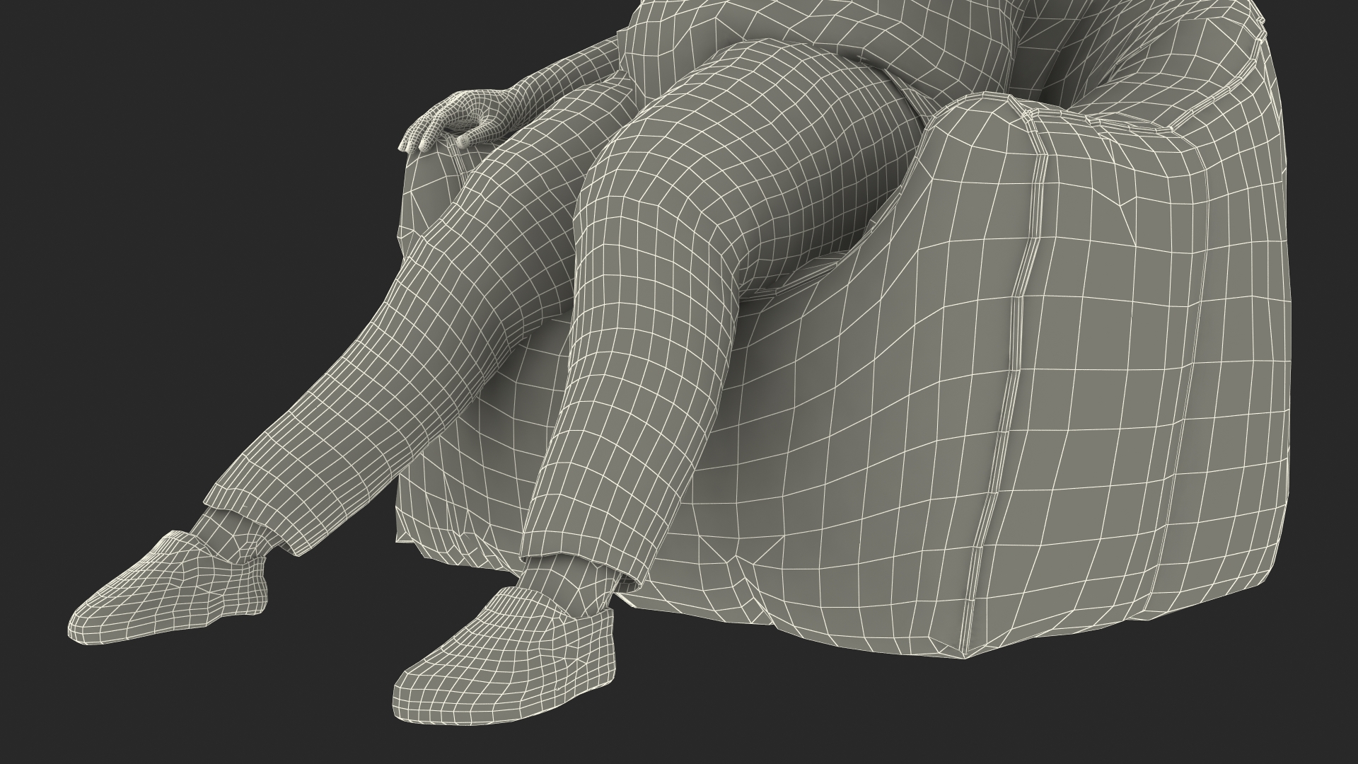 3D Fat Guy in a Chair Eating a Burger Fur model