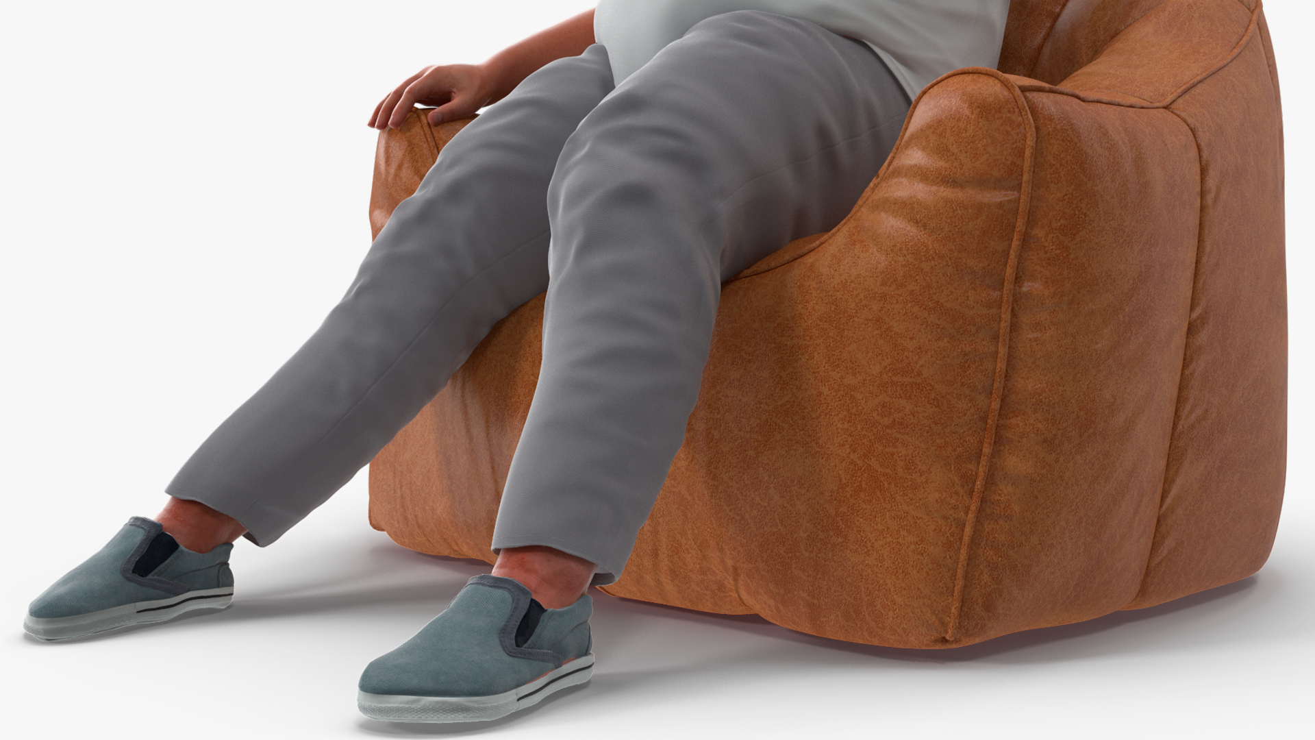 3D Fat Guy in a Chair Eating a Burger Fur model