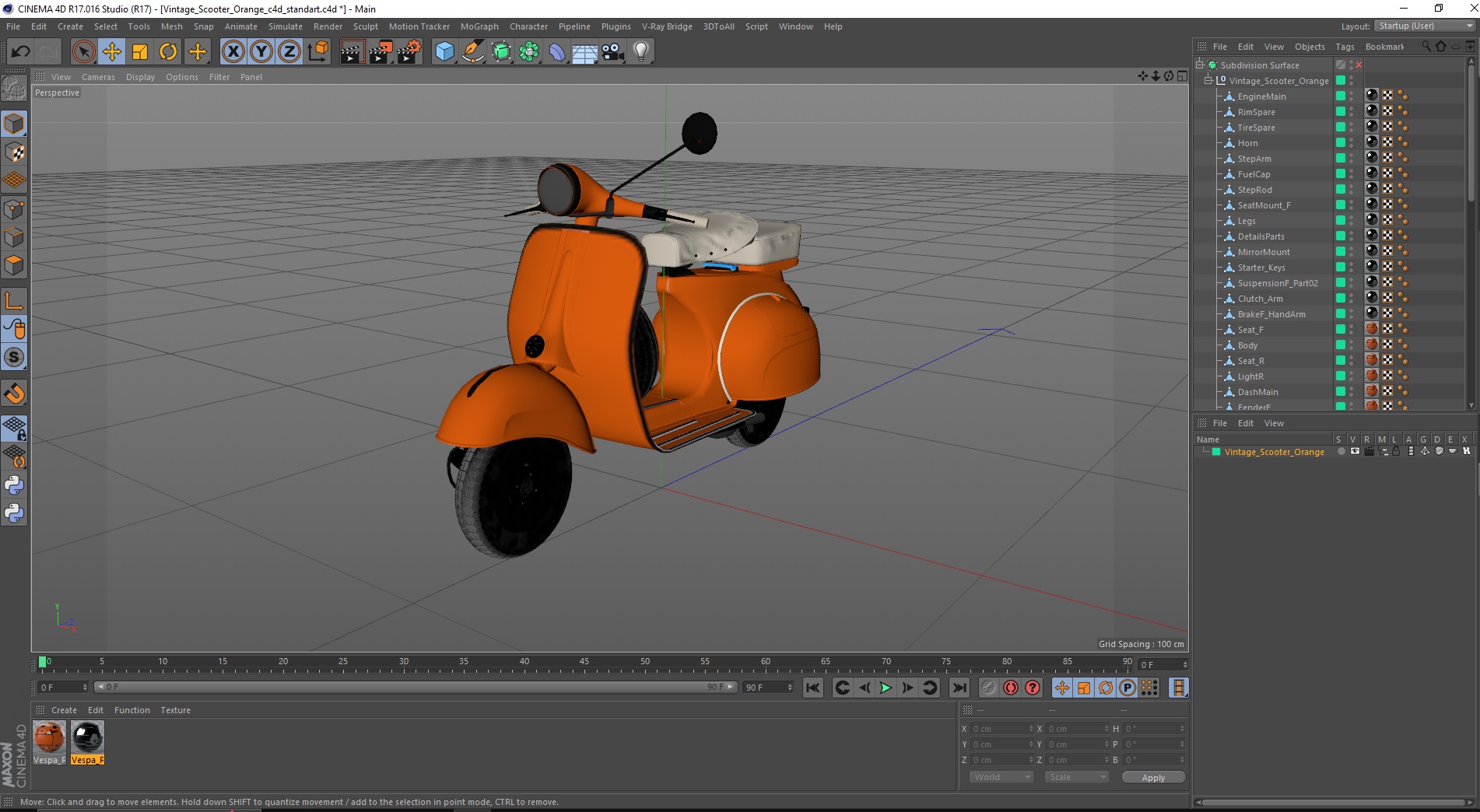 Vintage Scooter Orange 3D