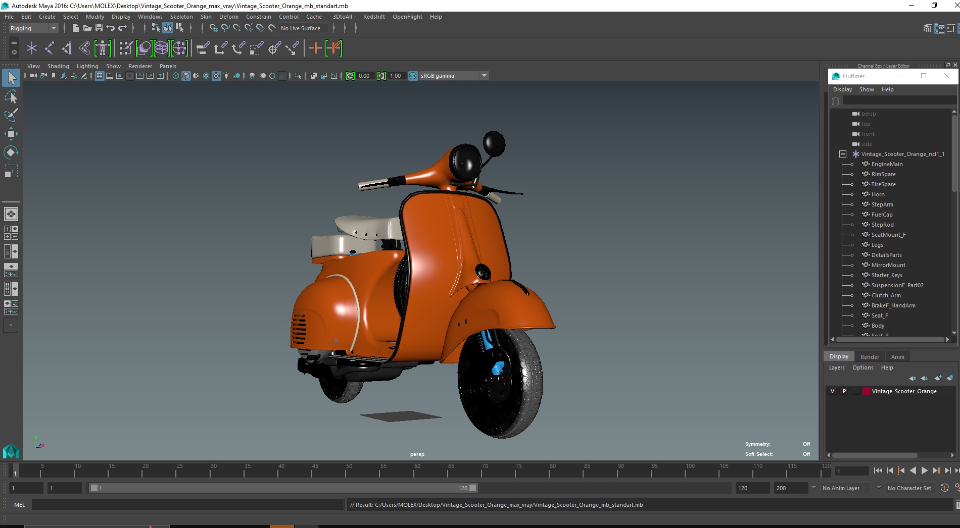 Vintage Scooter Orange 3D