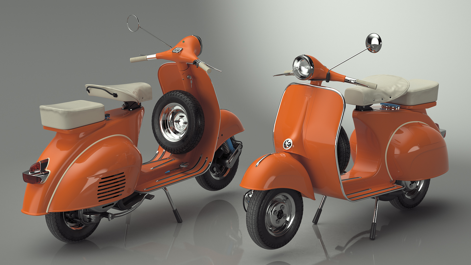 Vintage Scooter Orange 3D