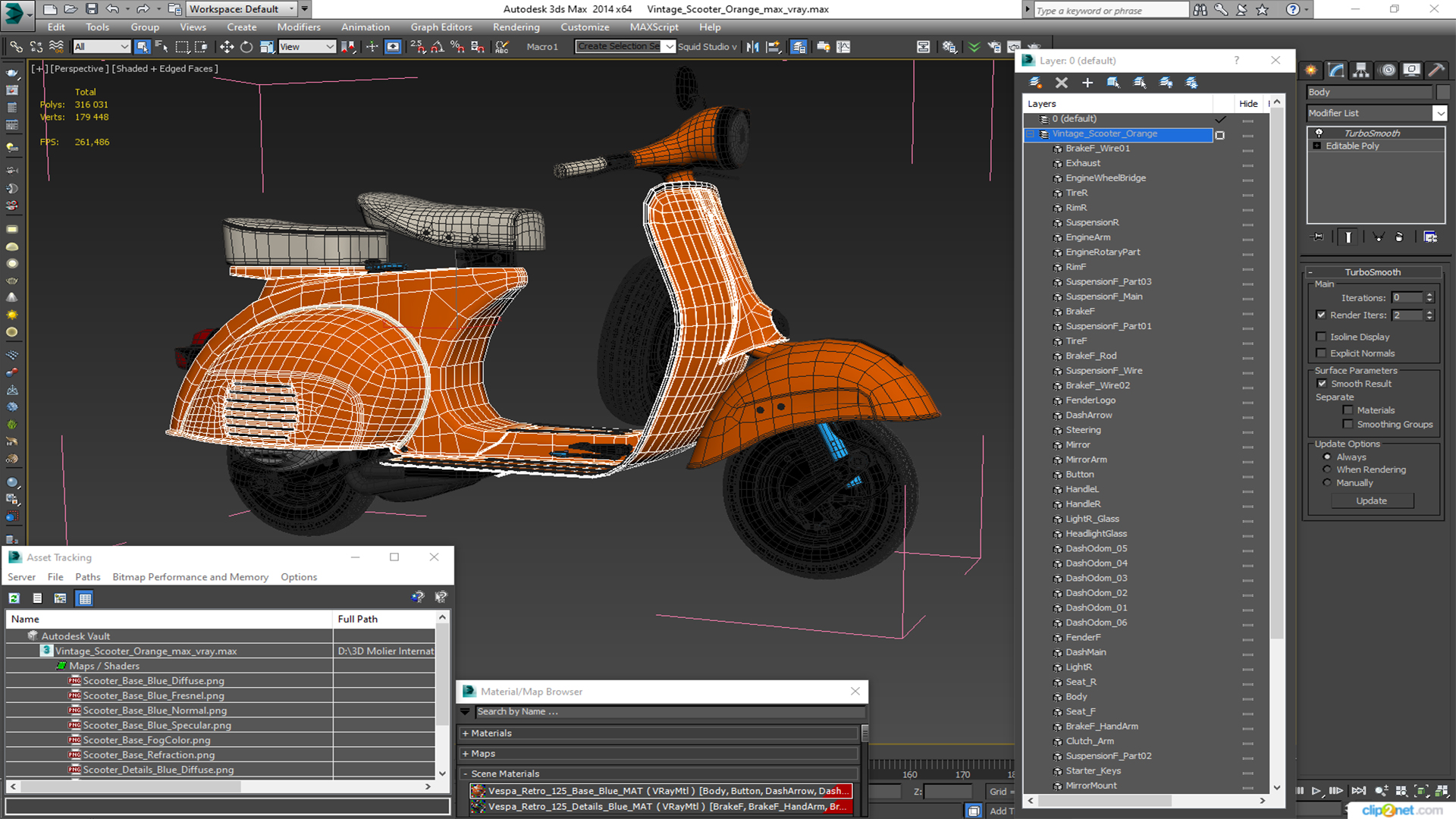 Vintage Scooter Orange 3D