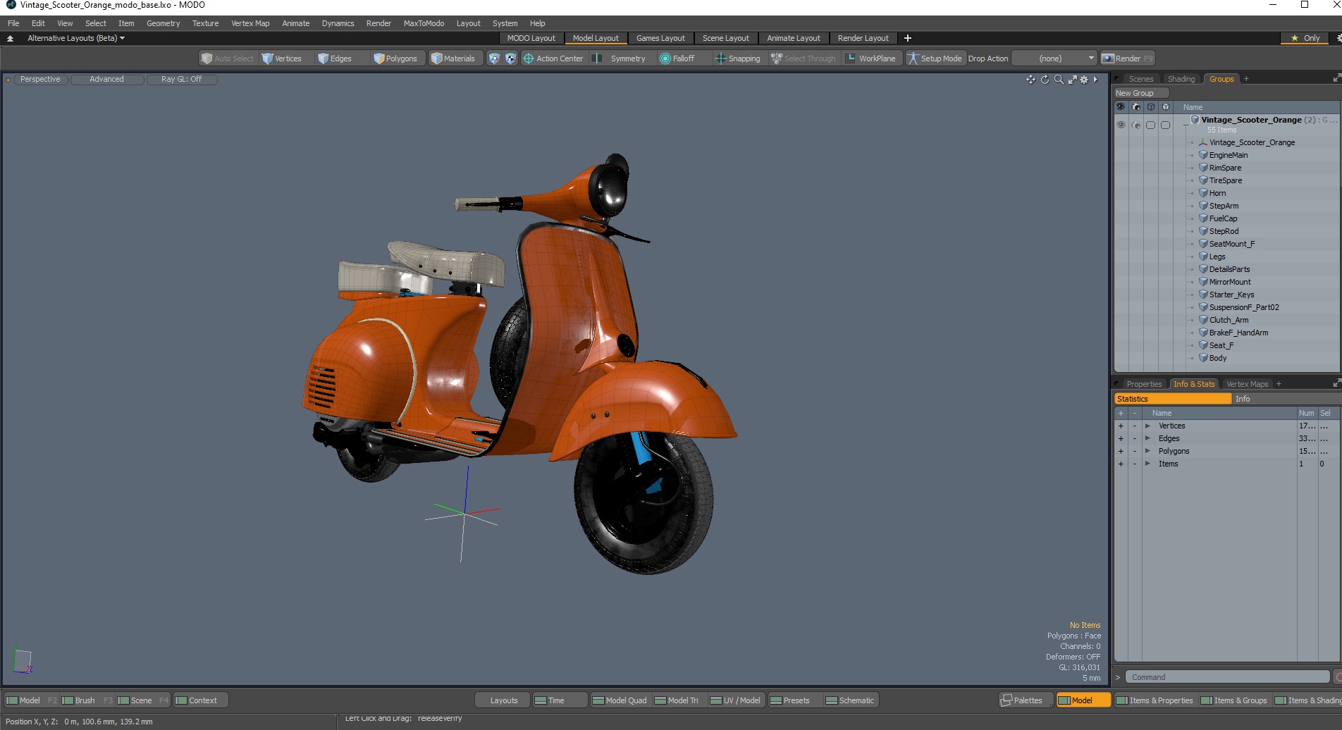 Vintage Scooter Orange 3D