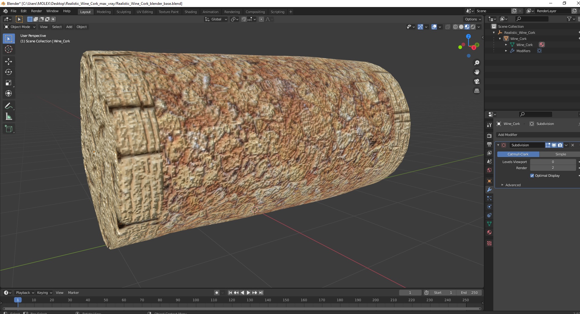 Realistic Wine Cork 3D model