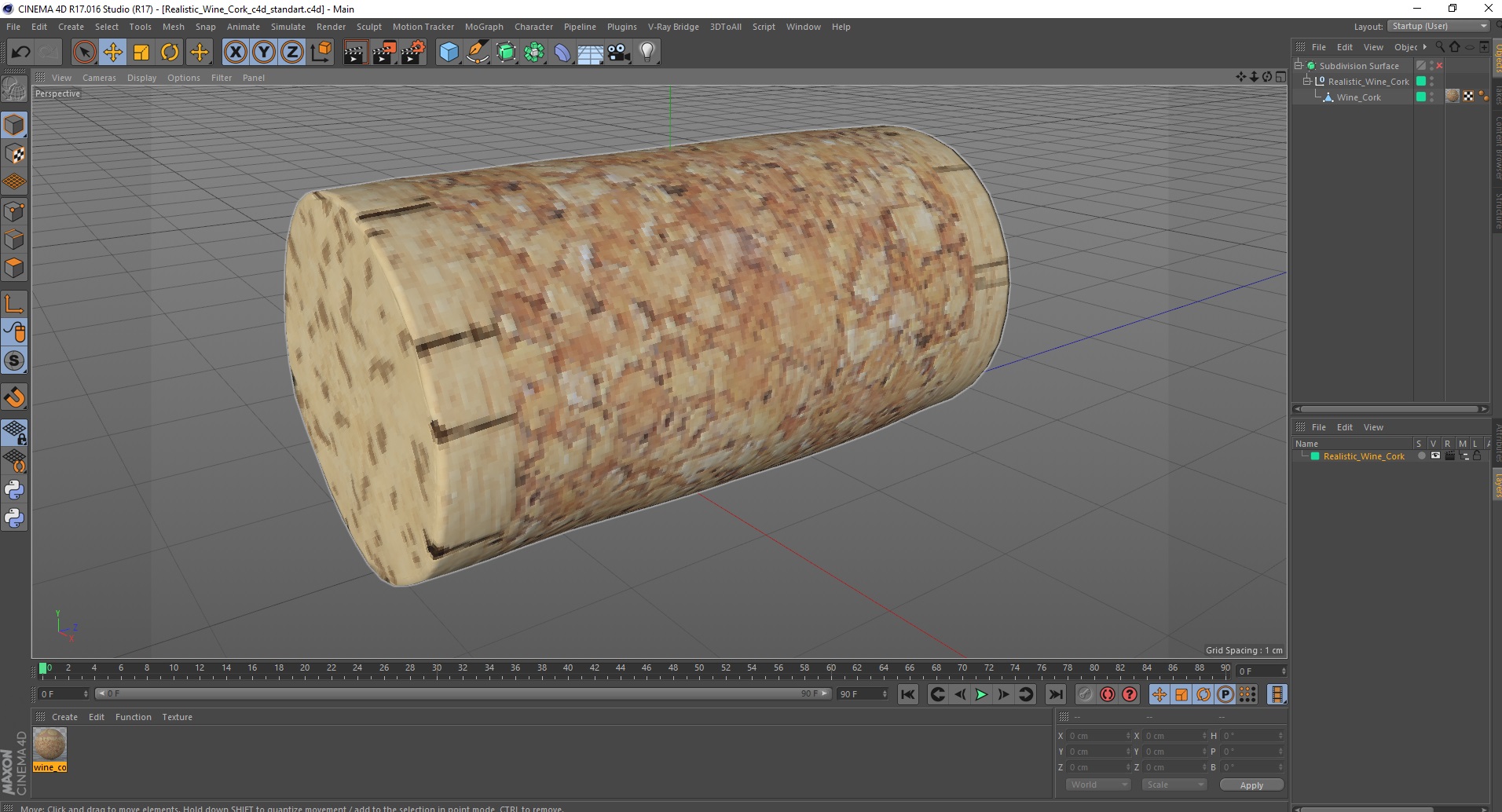 Realistic Wine Cork 3D model