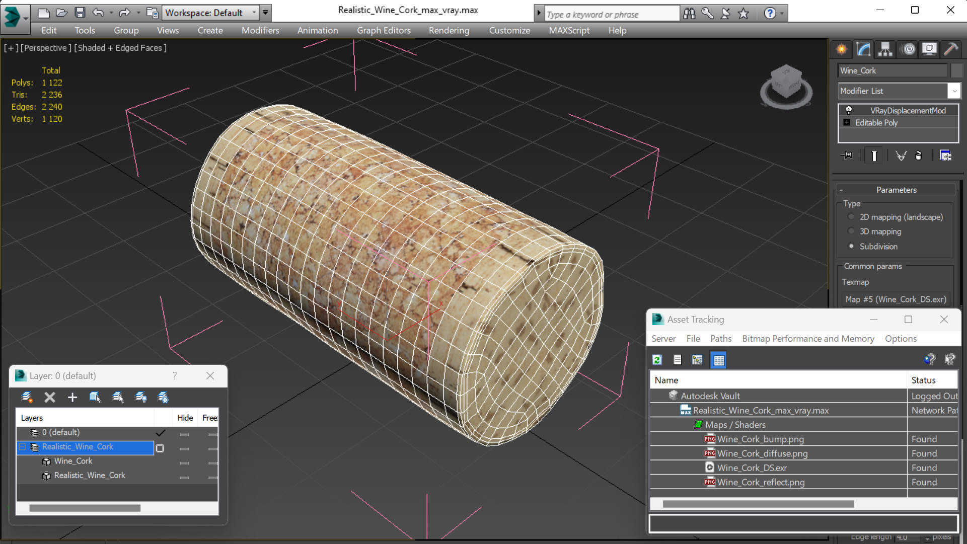 Realistic Wine Cork 3D model