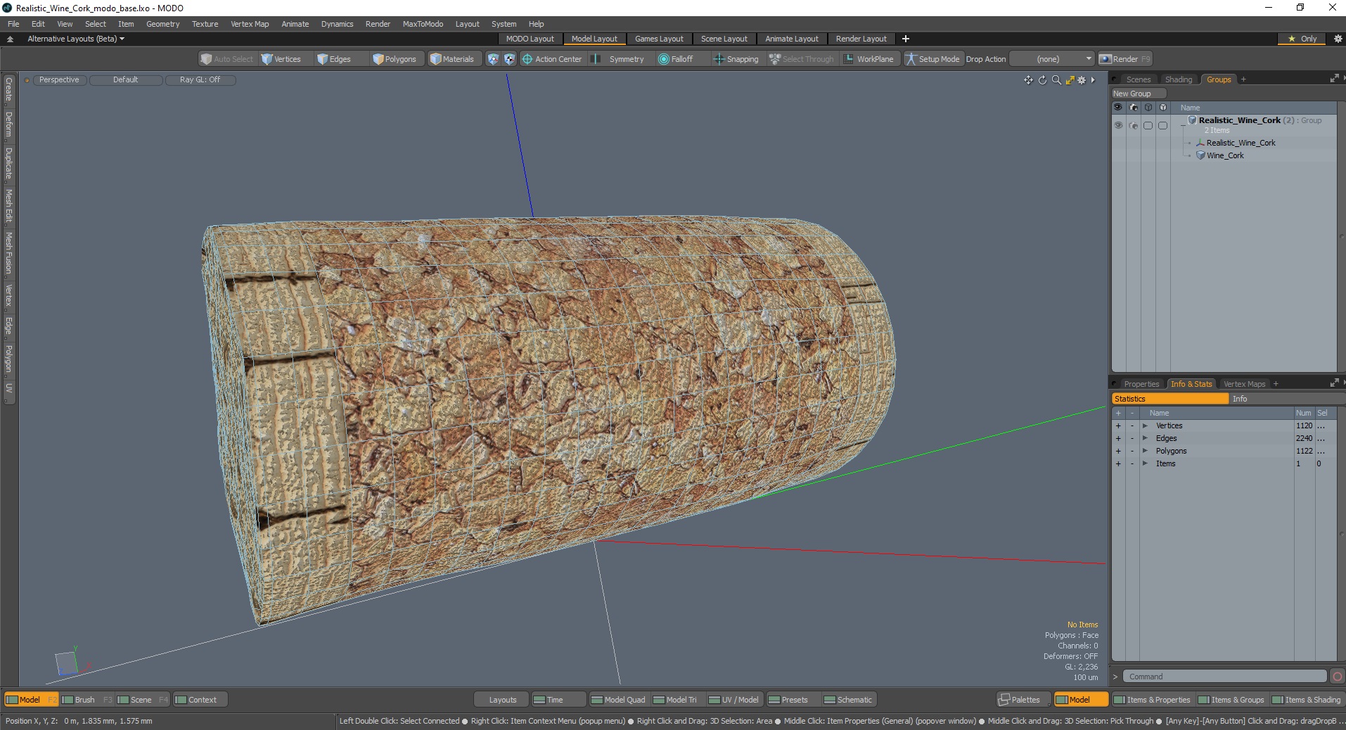 Realistic Wine Cork 3D model