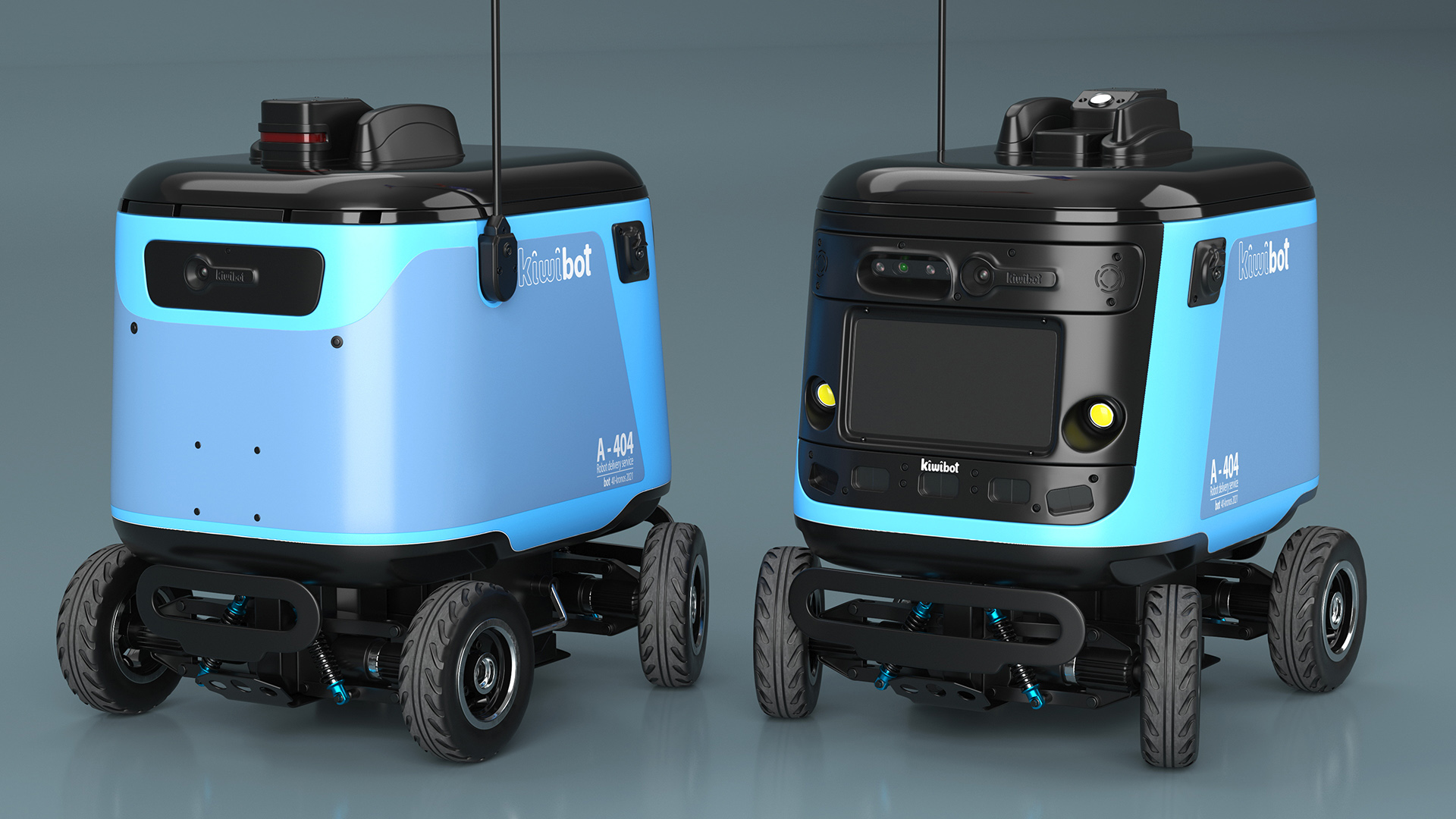 3D Kiwibot Delivery Robot Cyan in Sleep Rigged model
