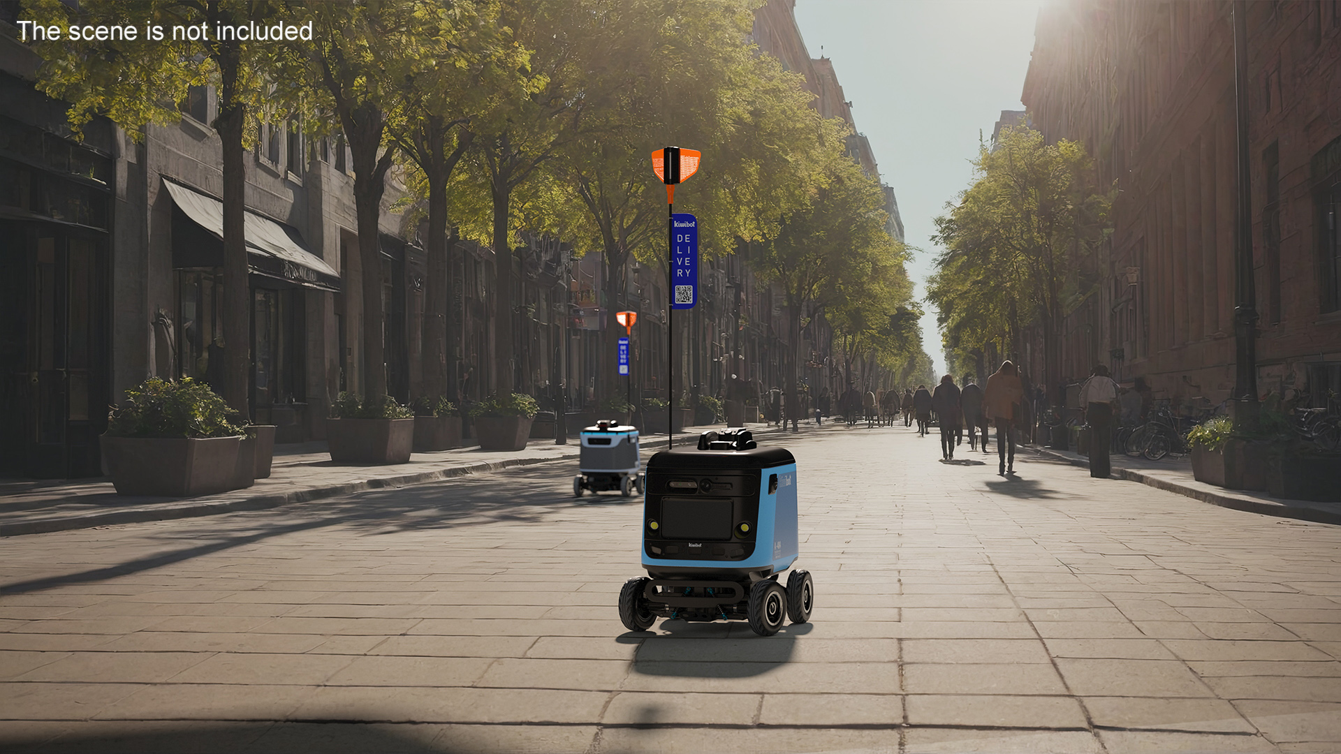 3D Kiwibot Delivery Robot Cyan in Sleep Rigged model