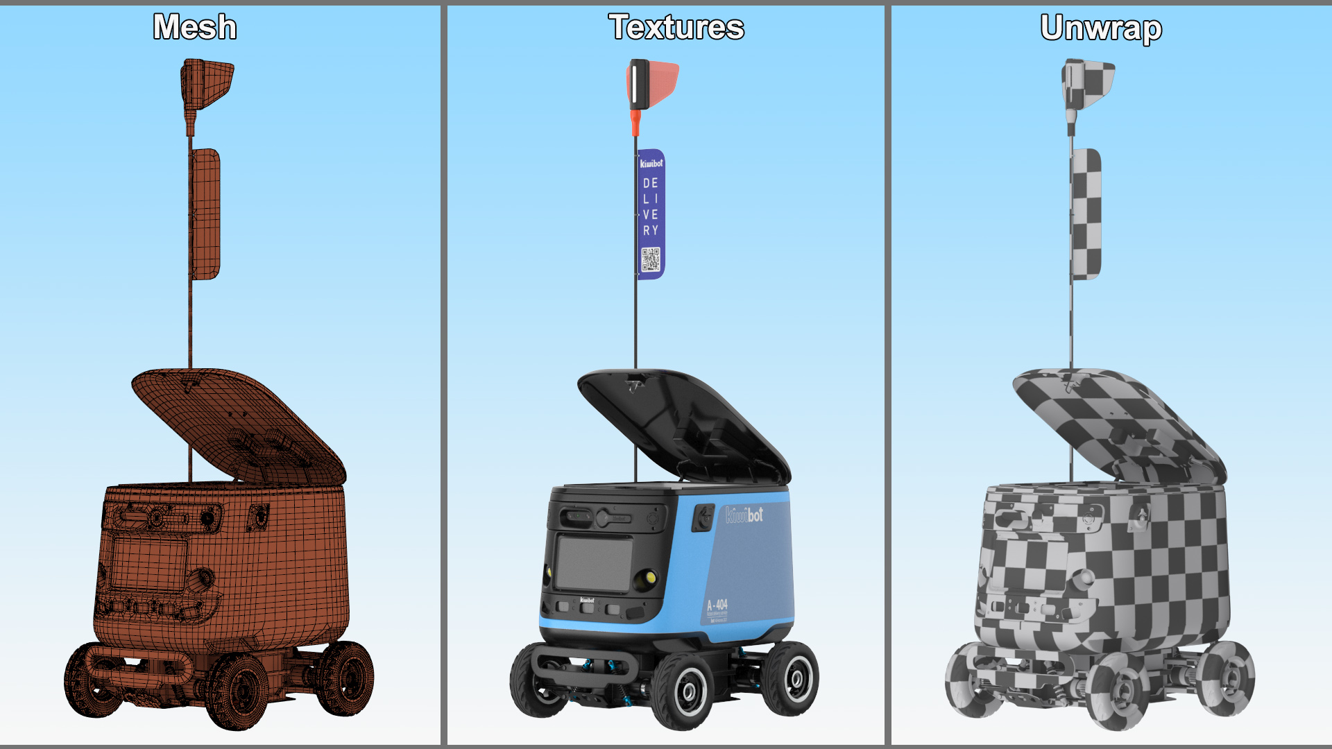 3D Kiwibot Delivery Robot Cyan in Sleep Rigged model