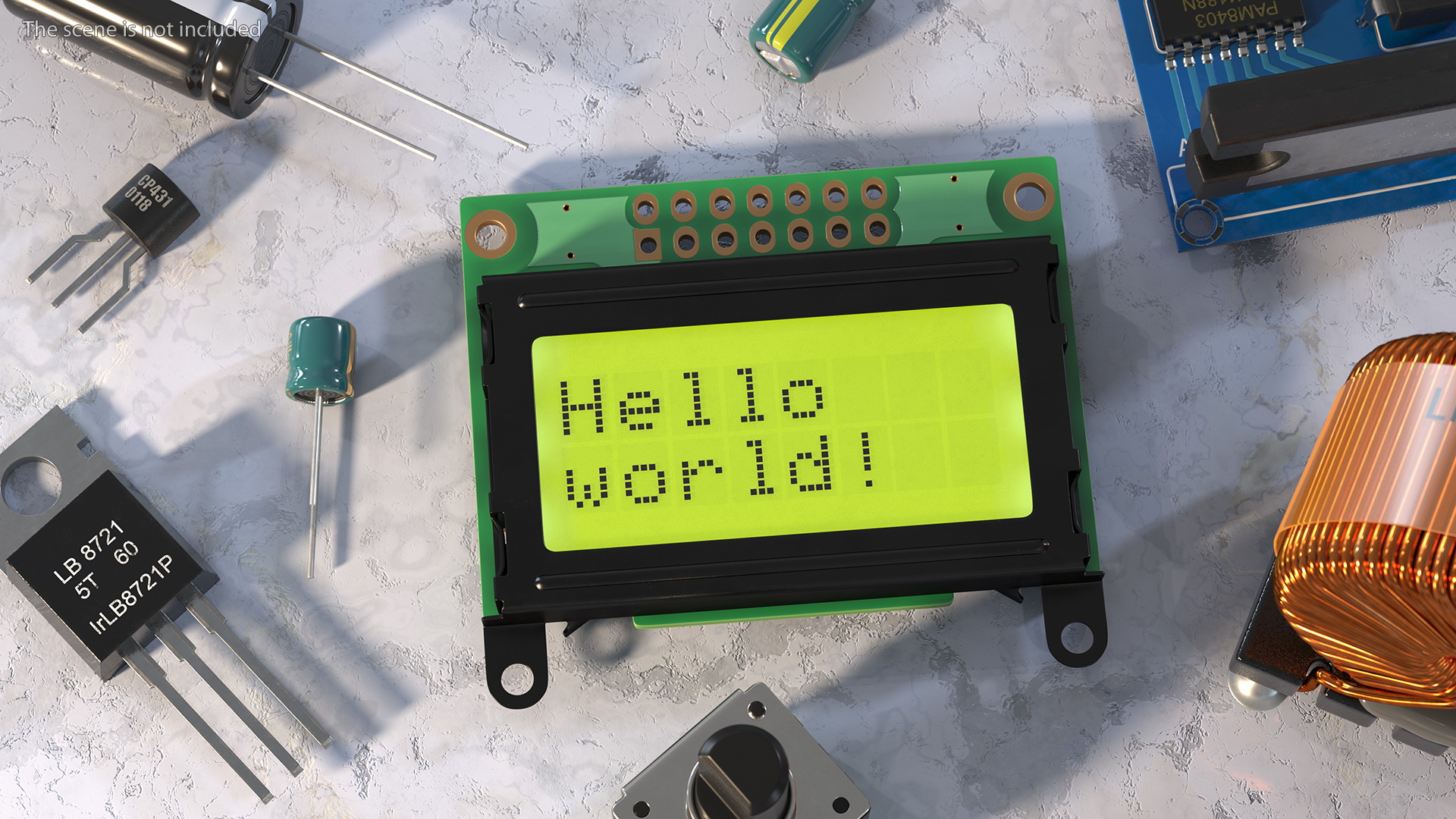3D model Character LCD Display Green ON
